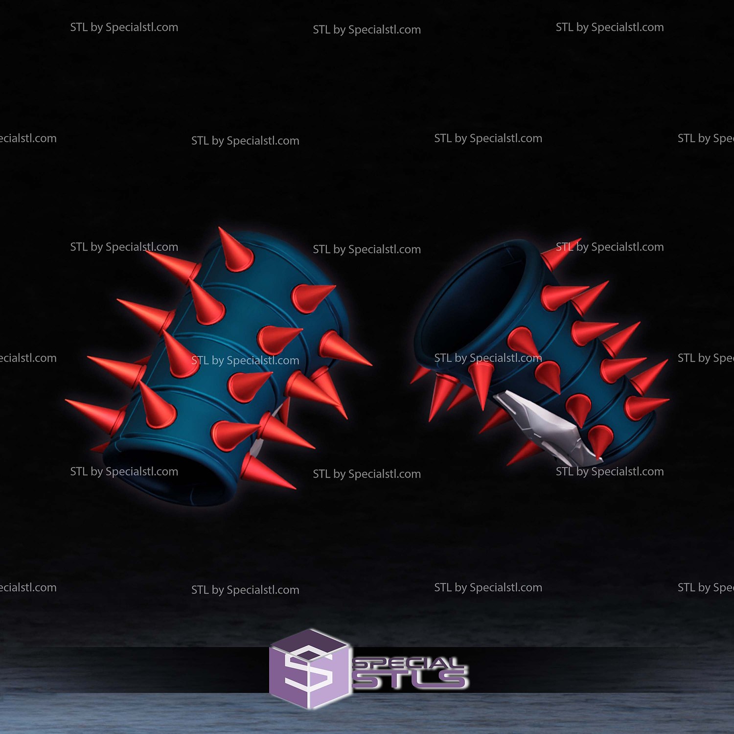 Cosplay STL Files Spider Punk Bracelets 3D Model — view 2