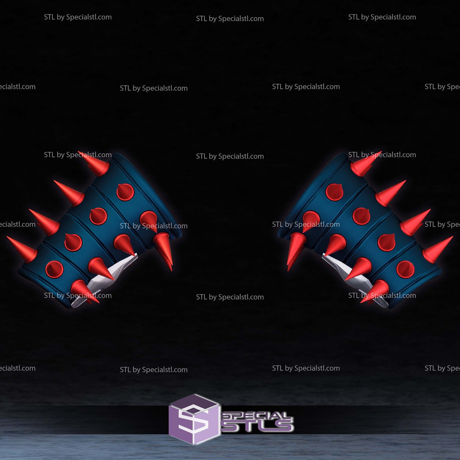 Cosplay STL Files Spider Punk Bracelets 3D Model — view 3