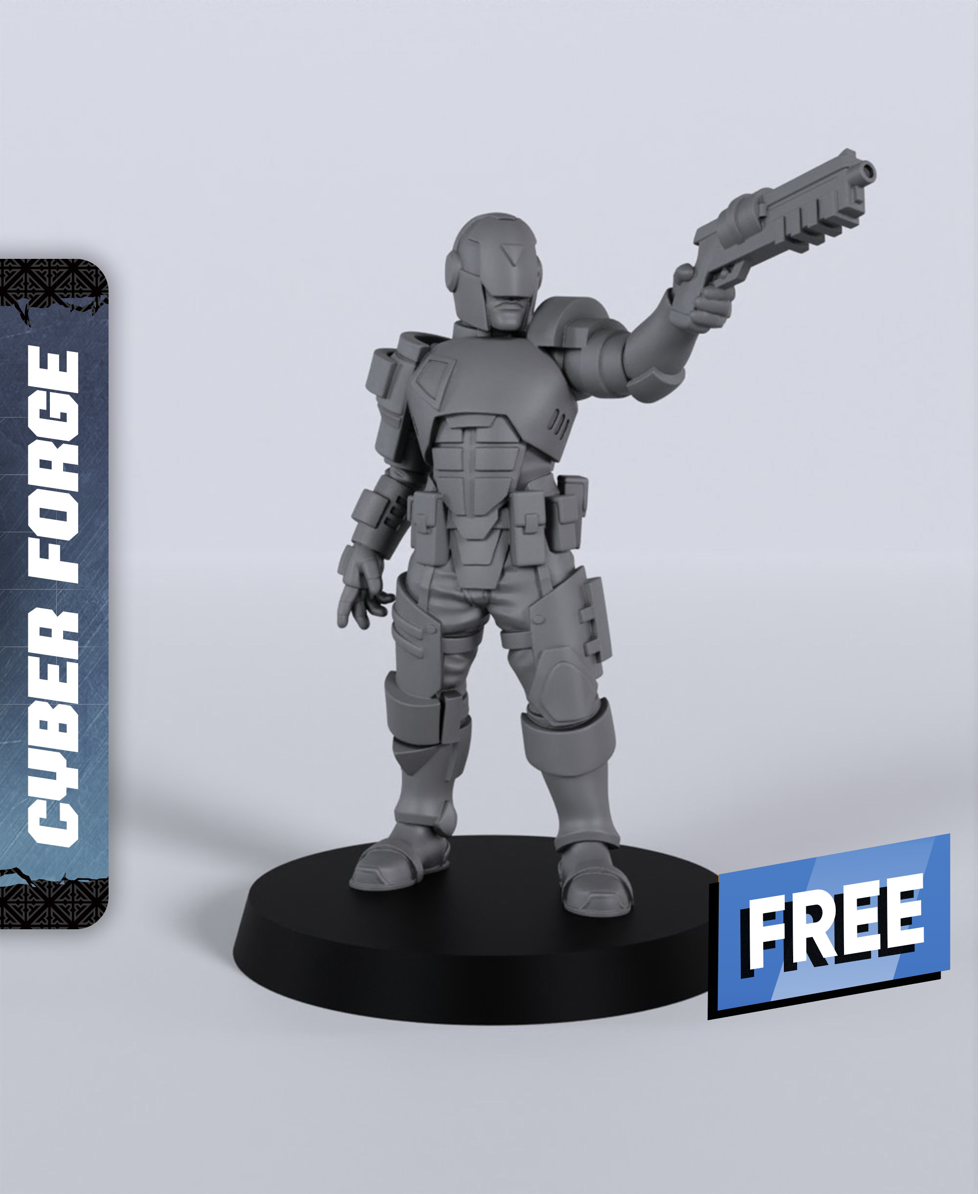 Prosecutor Harsh - With Free Cyberpunk  - Sci-Fi Gift Ideas for RPG and Wargamers 3D STL Model