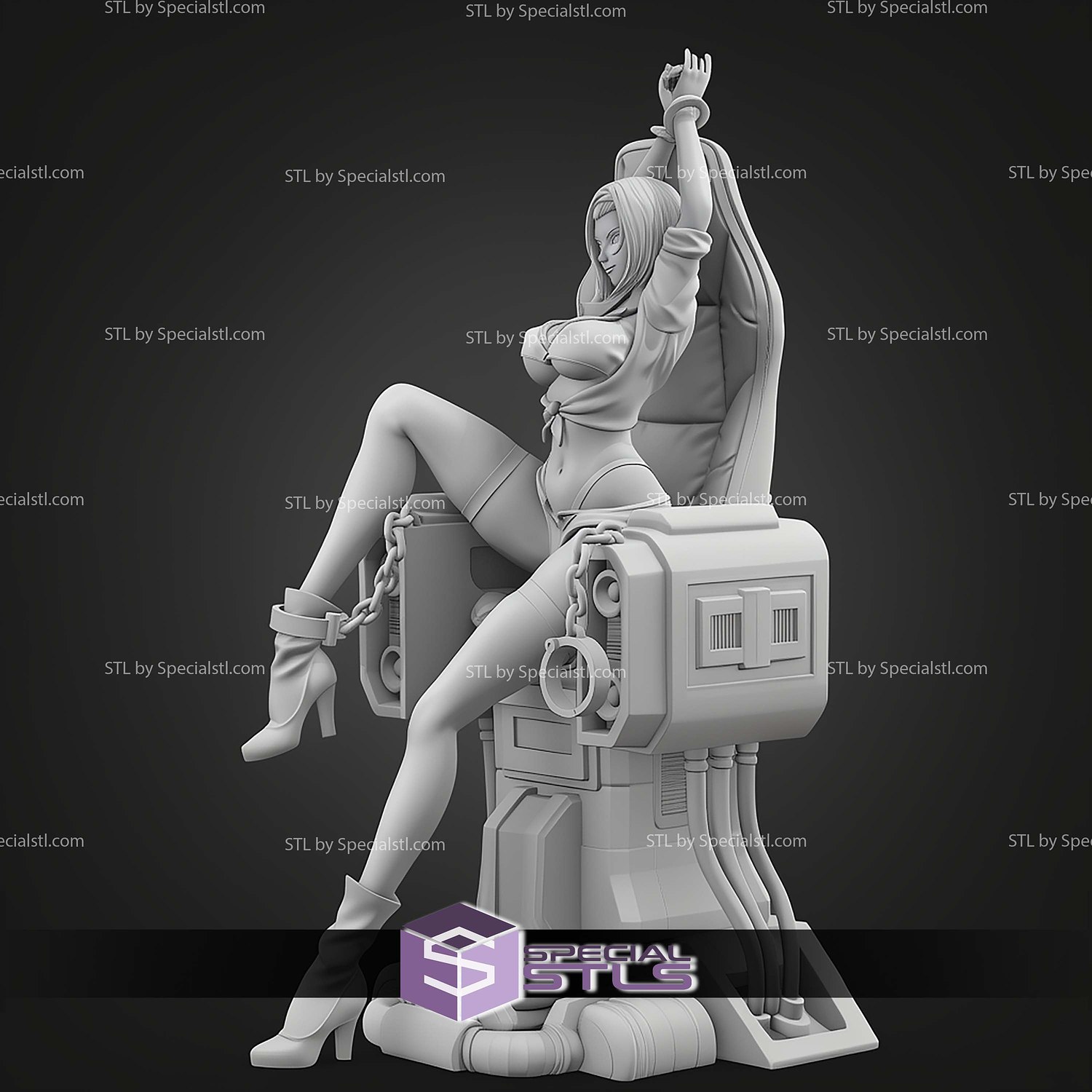 Faye Valentine Cowboy Bebop On Chair 240mm STL Files 3D Model — view 3