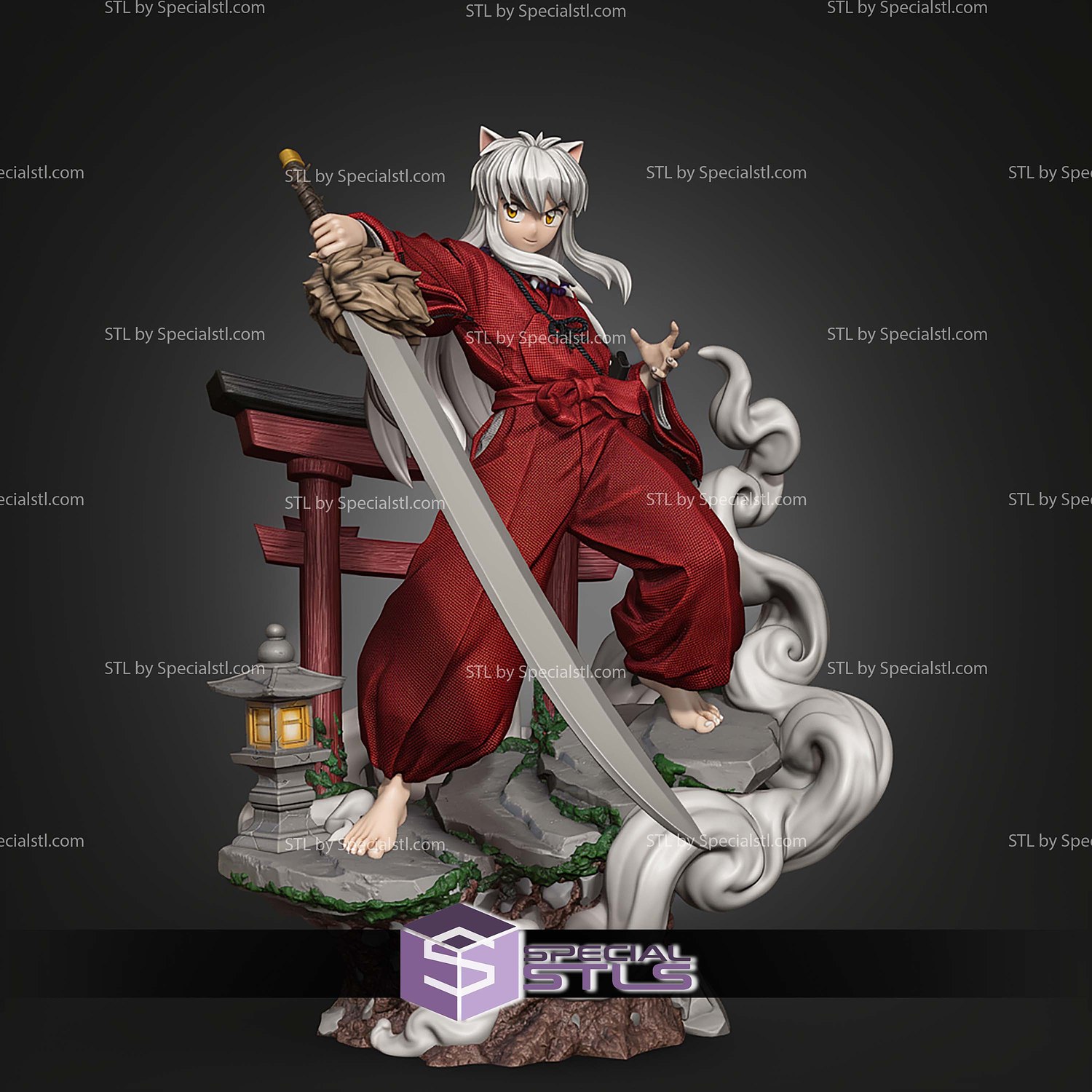 Inuyasha And Sword 218mm STL Files 3D Model — view 2