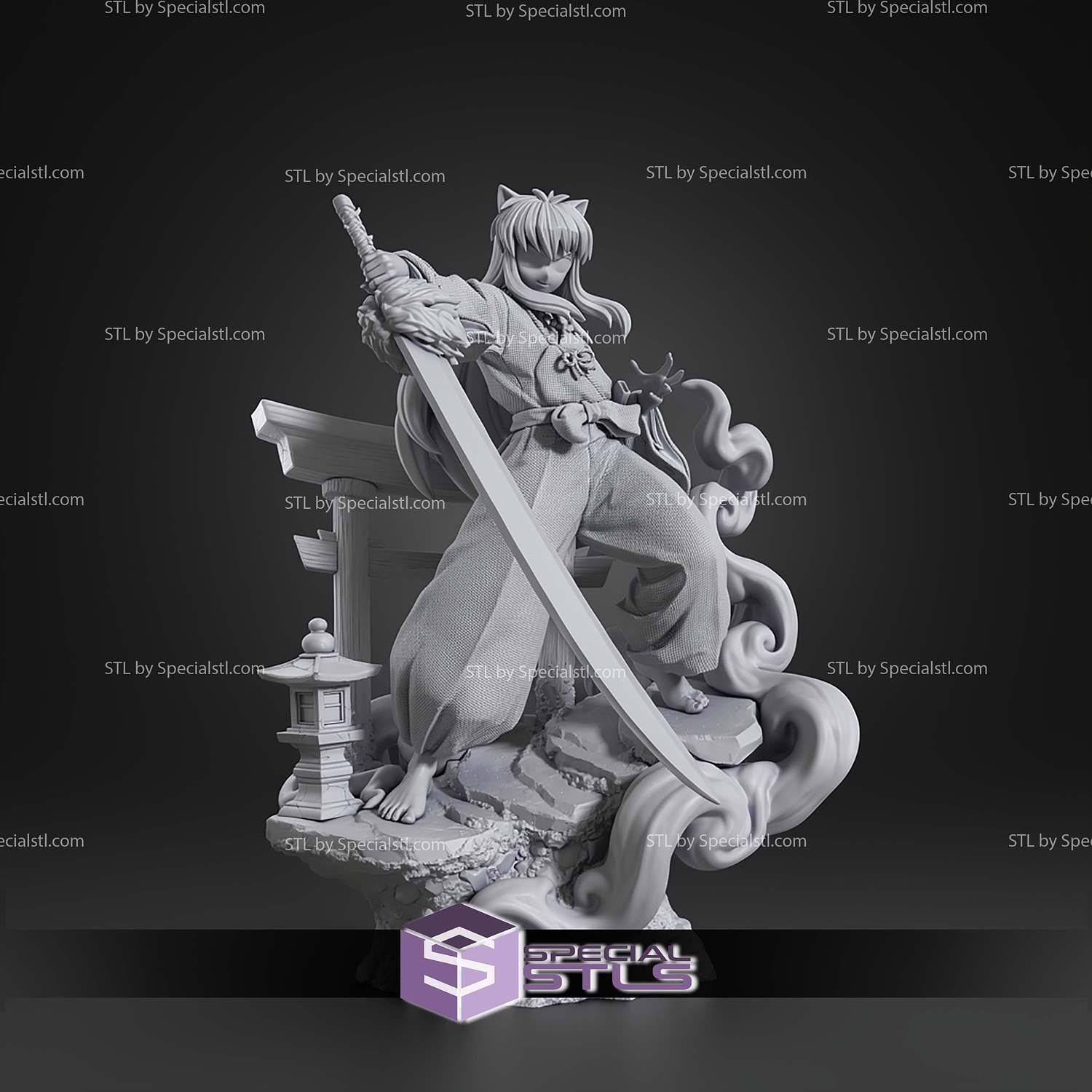 Inuyasha And Sword 218mm STL Files 3D Model — view 7