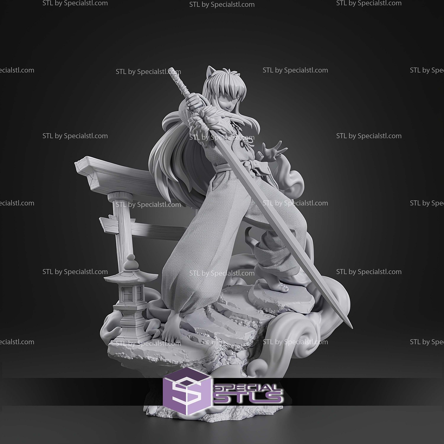 Inuyasha And Sword 218mm STL Files 3D Model — view 8