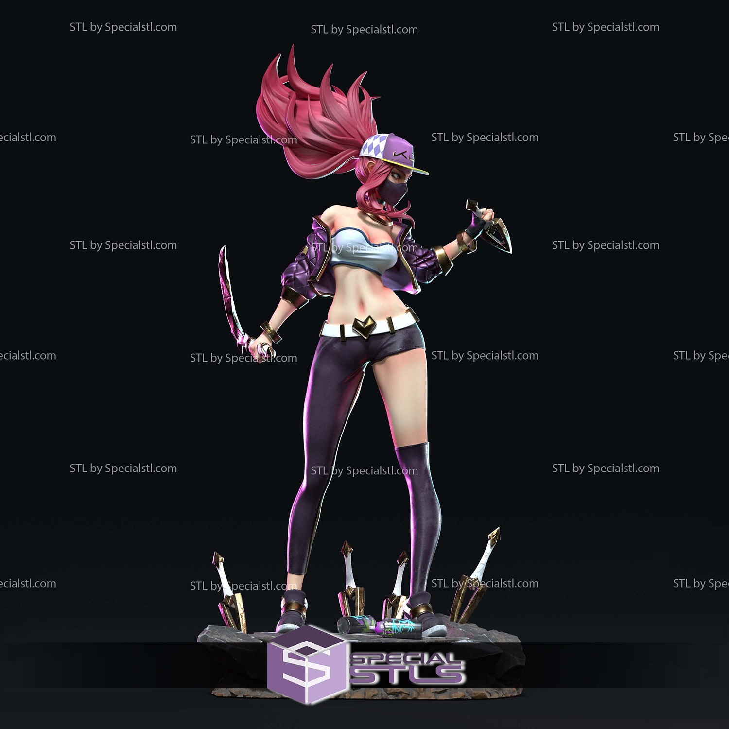 KDA Akali League Of Legends 3D Printer Files STL Model — view 8