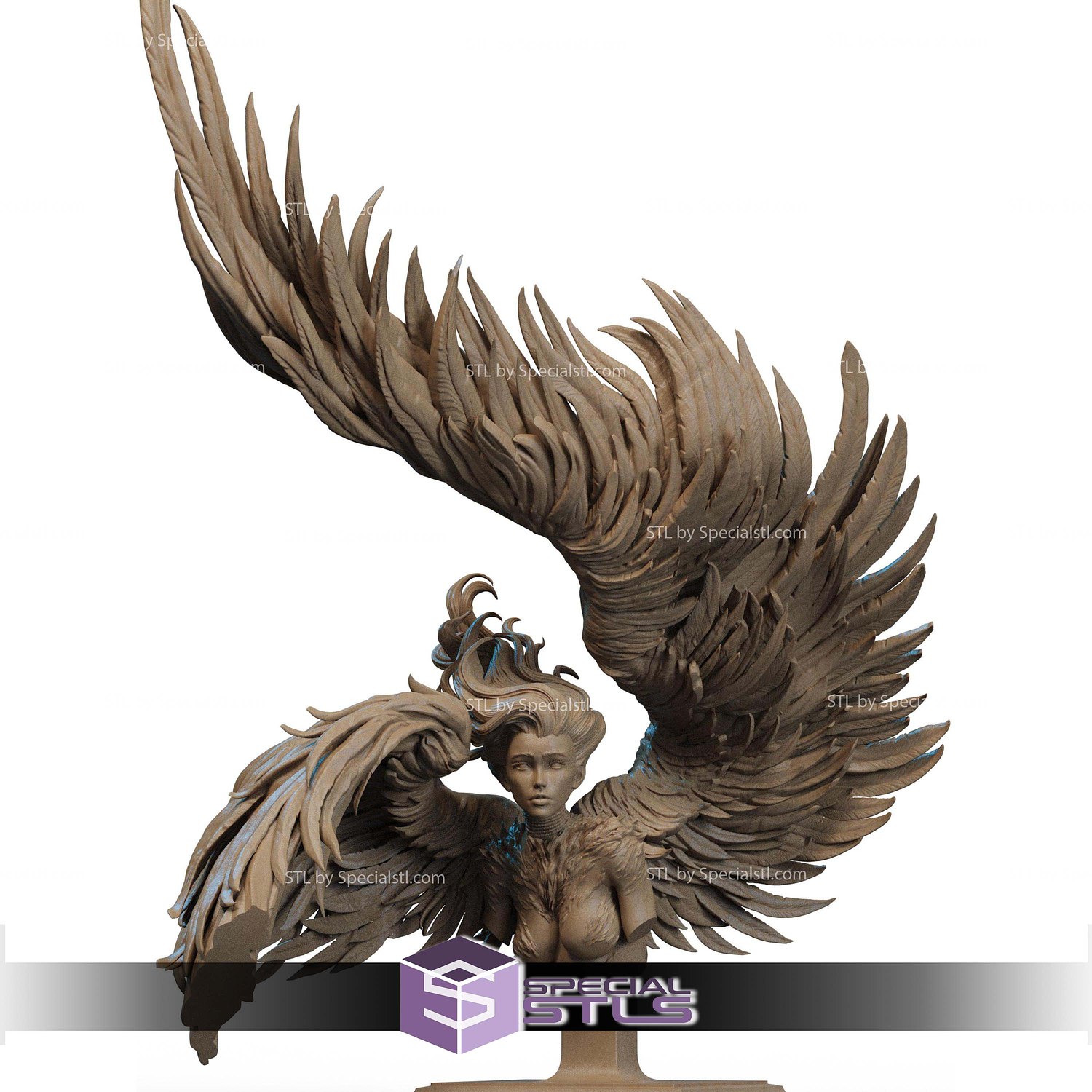 Sphinx Mythology Girl Fanart Bust STL Files 3D Model — view 2