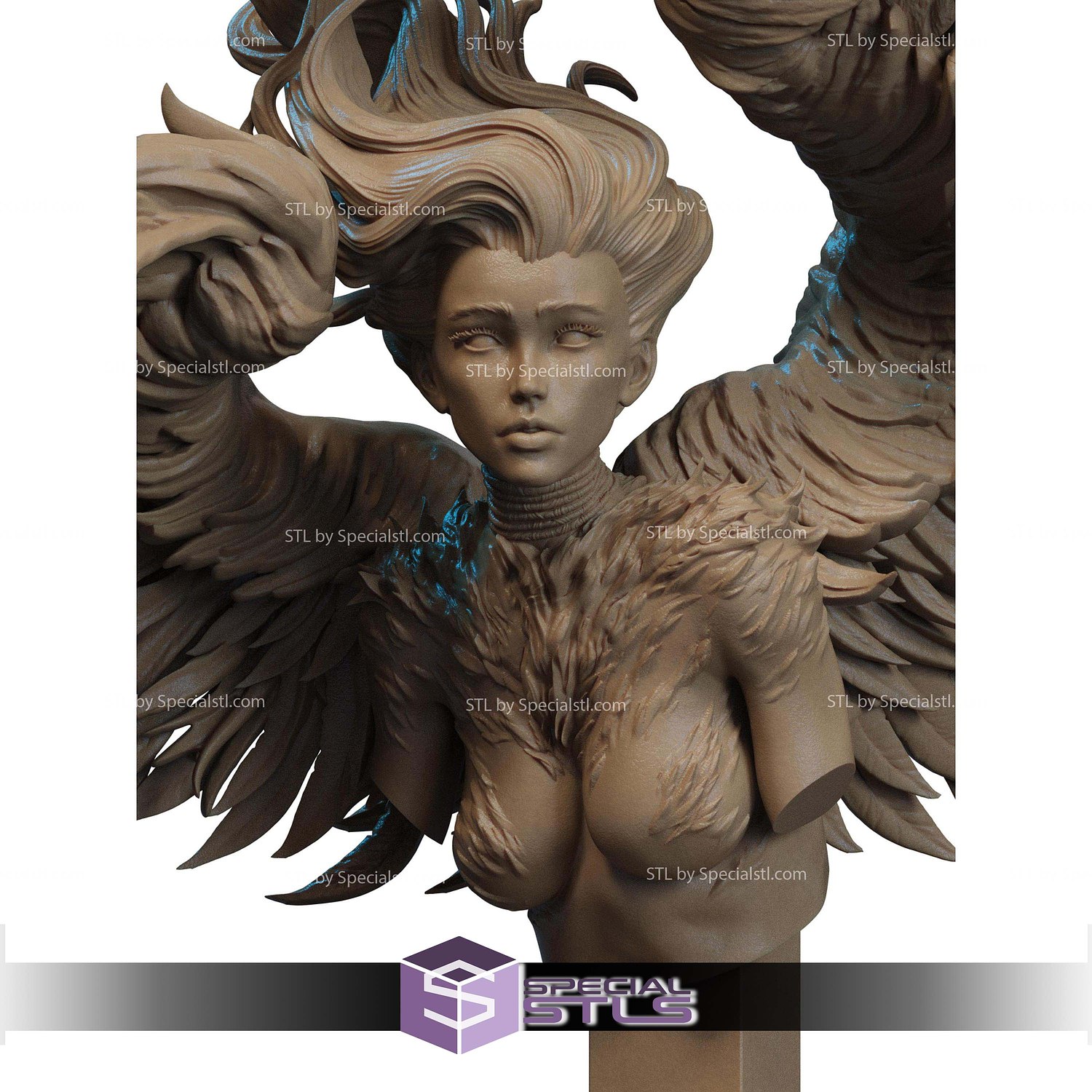 Sphinx Mythology Girl Fanart Bust STL Files 3D Model — view 3