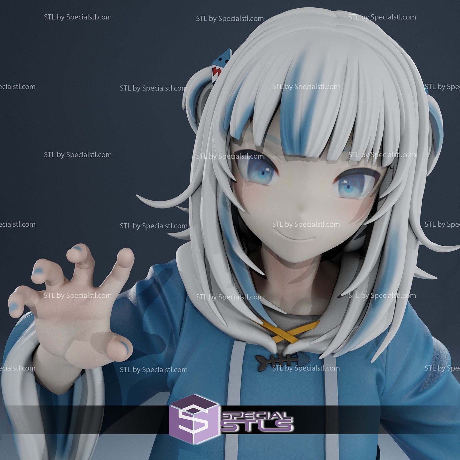 Gawr Gura Hololive V5 Sculptures 3D Printing STL Model — view 3