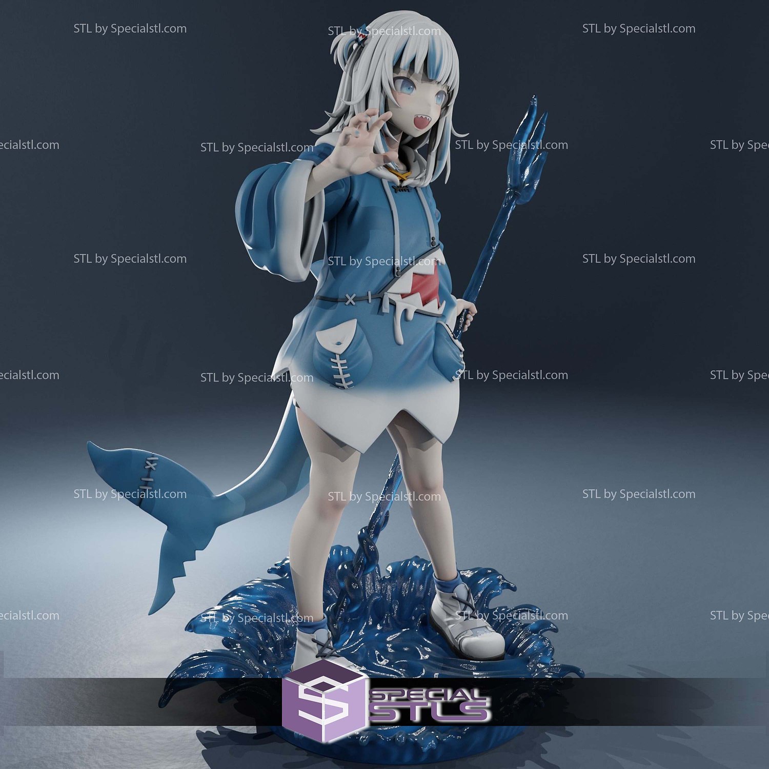 Gawr Gura Hololive V5 Sculptures 3D Printing STL Model — view 5