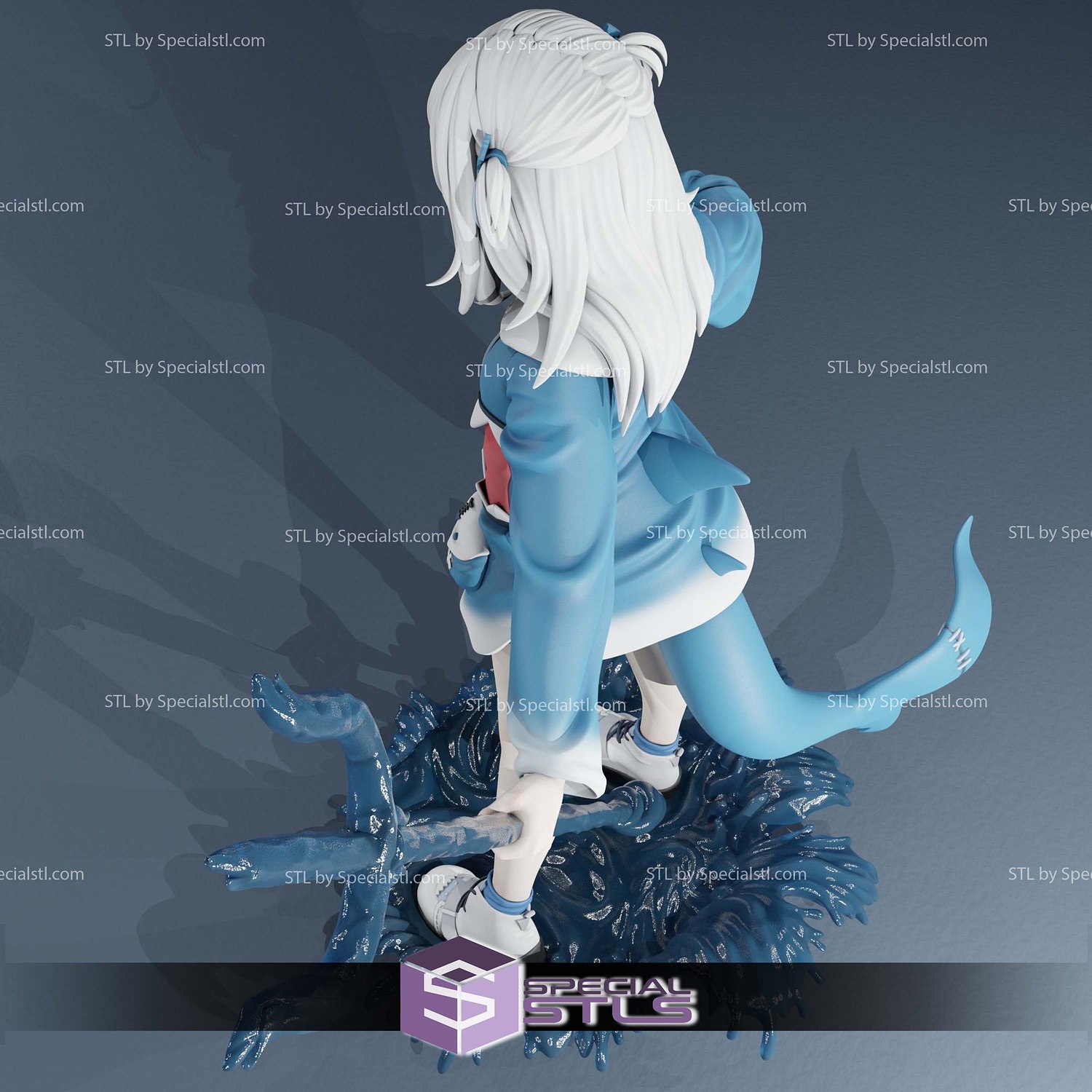 Gawr Gura Hololive V5 Sculptures 3D Printing STL Model — view 6
