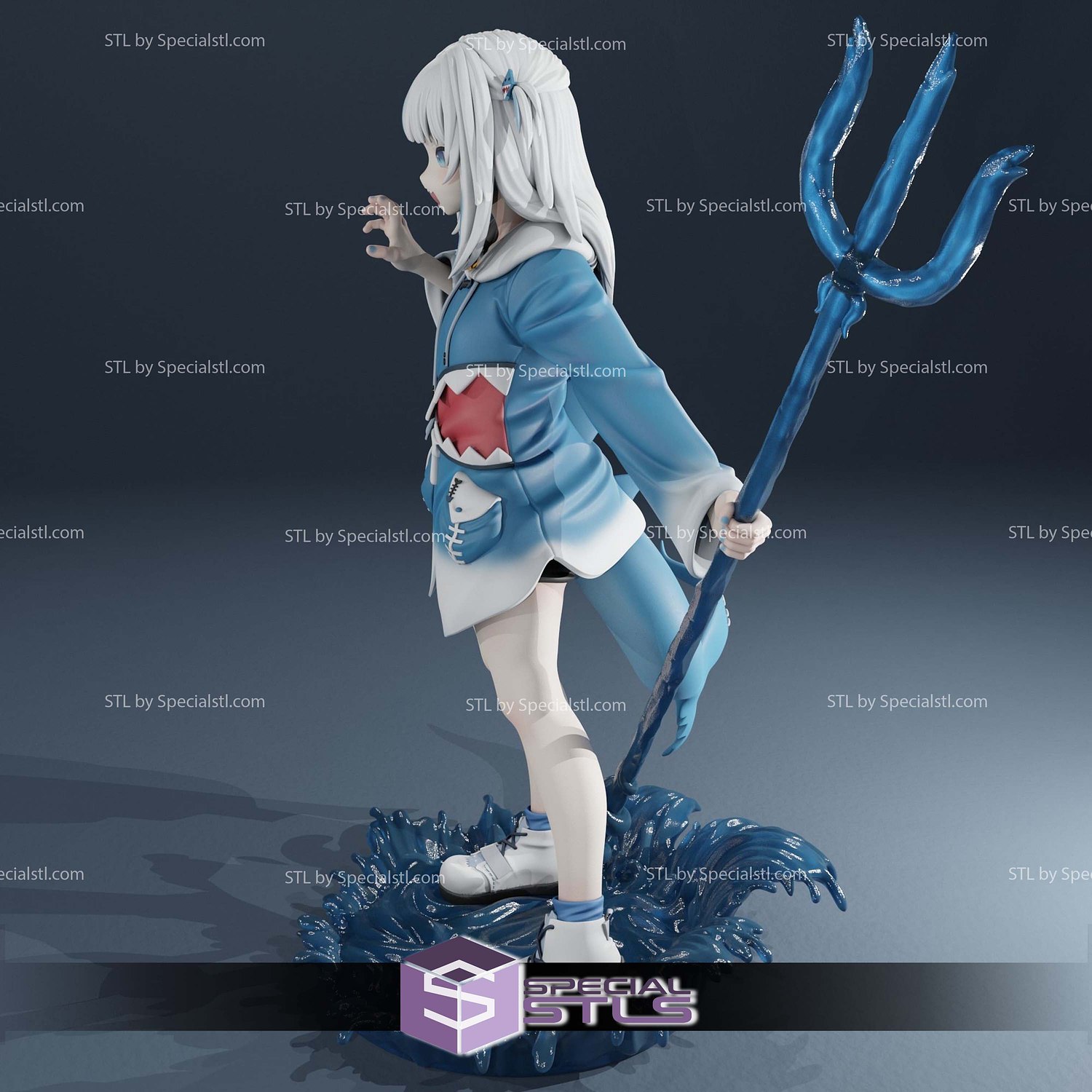 Gawr Gura Hololive V5 Sculptures 3D Printing STL Model — view 7