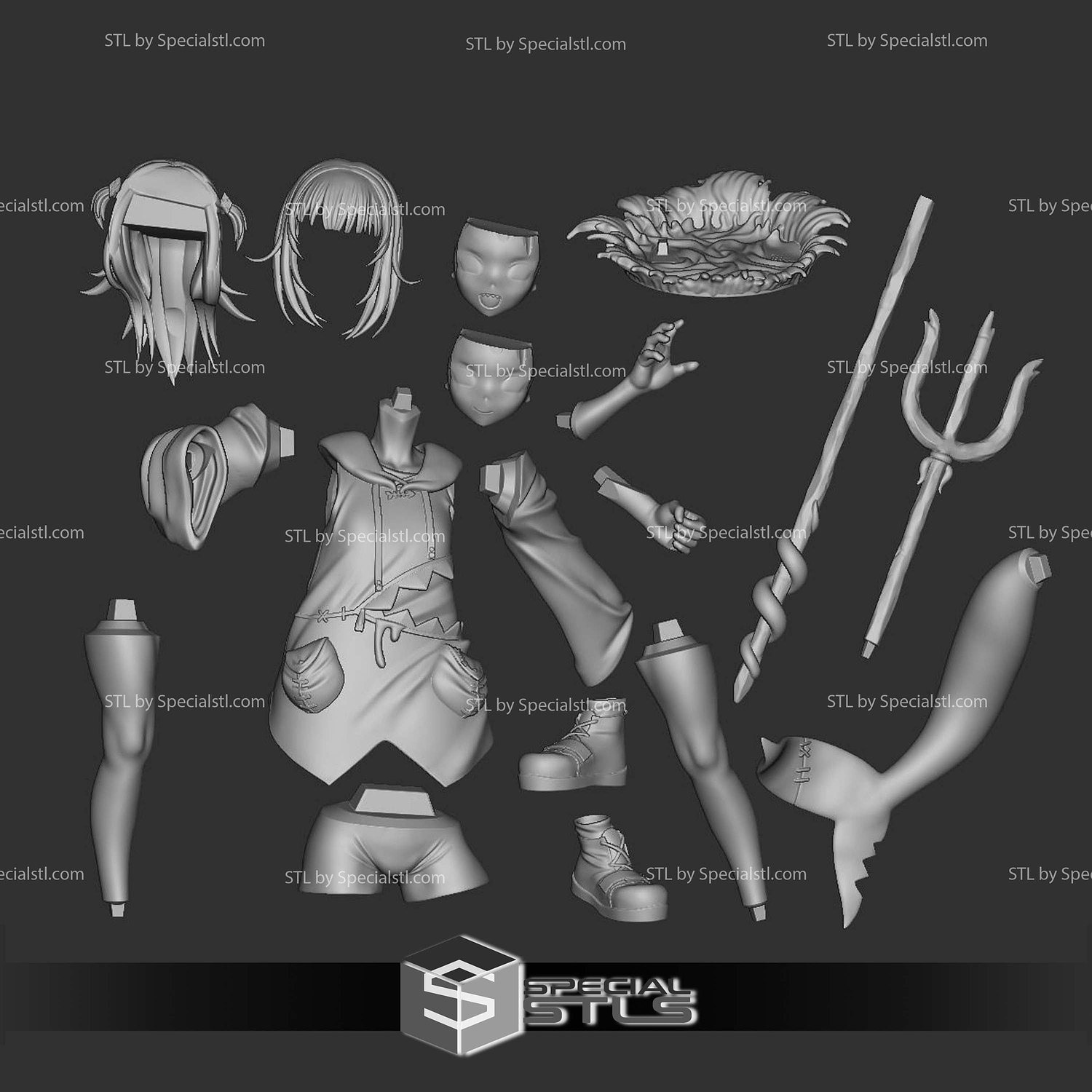 Gawr Gura Hololive V5 Sculptures 3D Printing STL Model — view 8