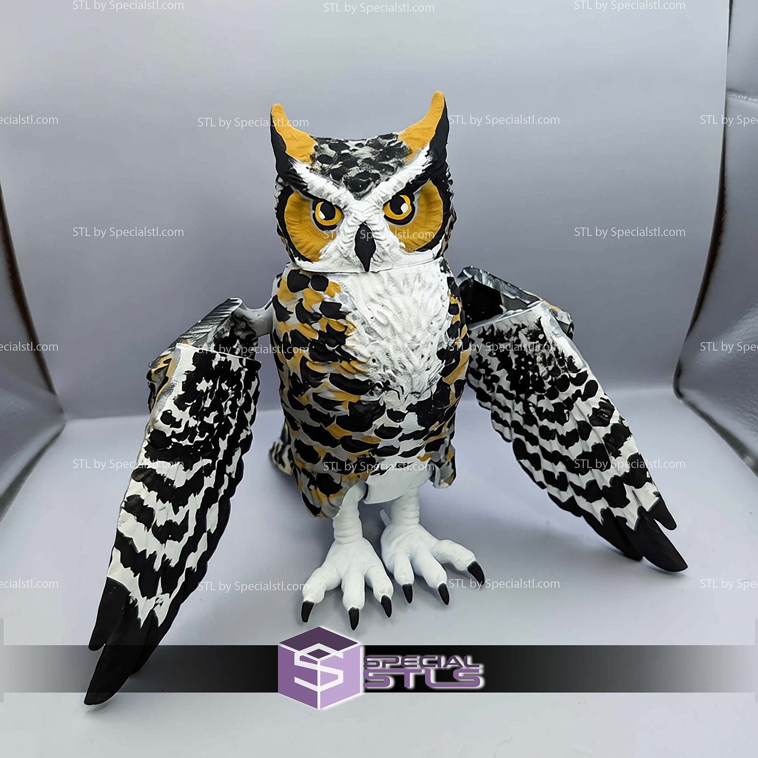 Super Basic STL Flexi Great Horned Owl 3D Model — view 2