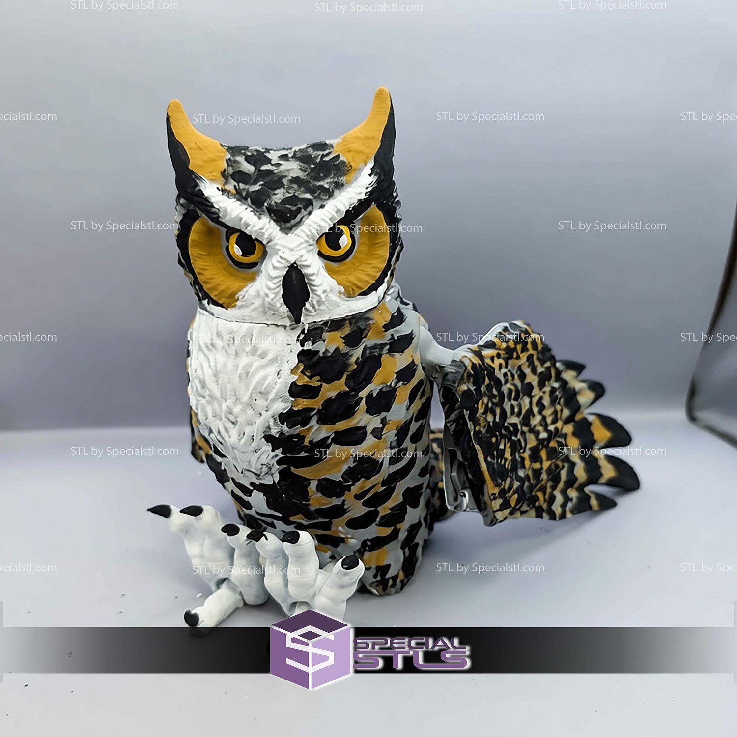Super Basic STL Flexi Great Horned Owl 3D Model — view 3