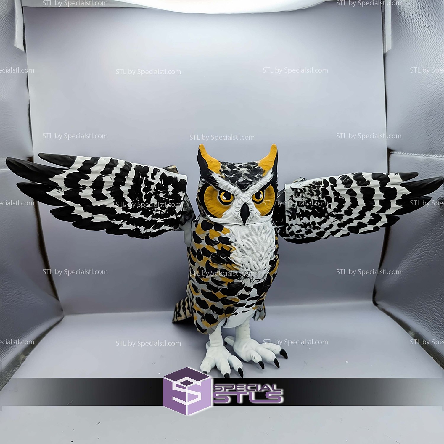 Super Basic STL Flexi Great Horned Owl 3D Model — view 4