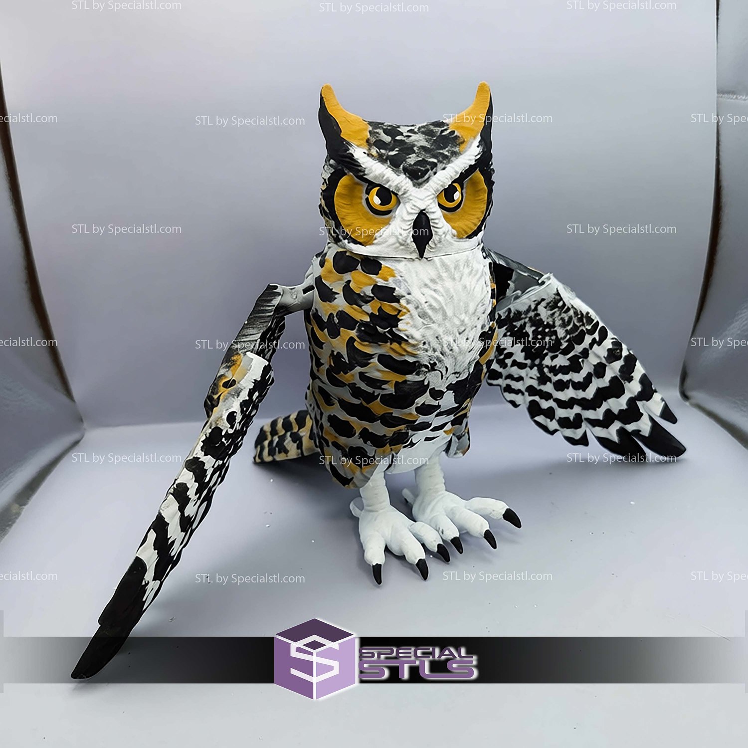 Super Basic STL Flexi Great Horned Owl 3D Model — view 6