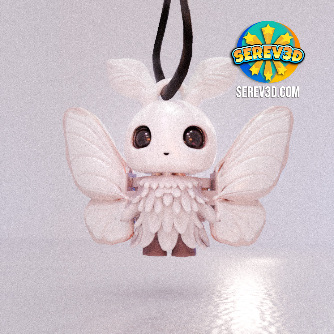 Lunar Moth Keychain - Flexi Print-in-Place Keychain - No Supports 3D Print STL/3MF Model
