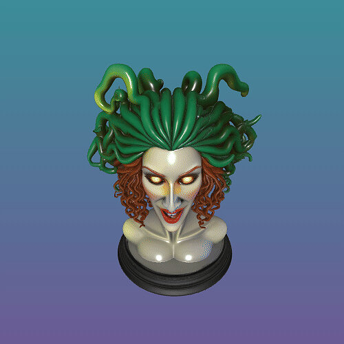 4274 Color 3D Model of a Beautiful Gorgon with Snake Hair GLTF Model — view 7