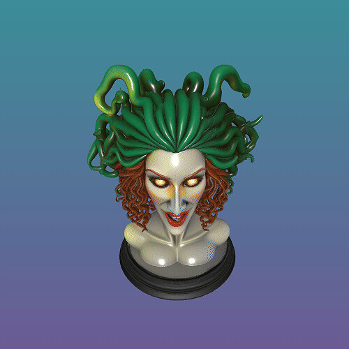 4274 Color 3D Model of a Beautiful Gorgon with Snake Hair GLTF Model — view 8
