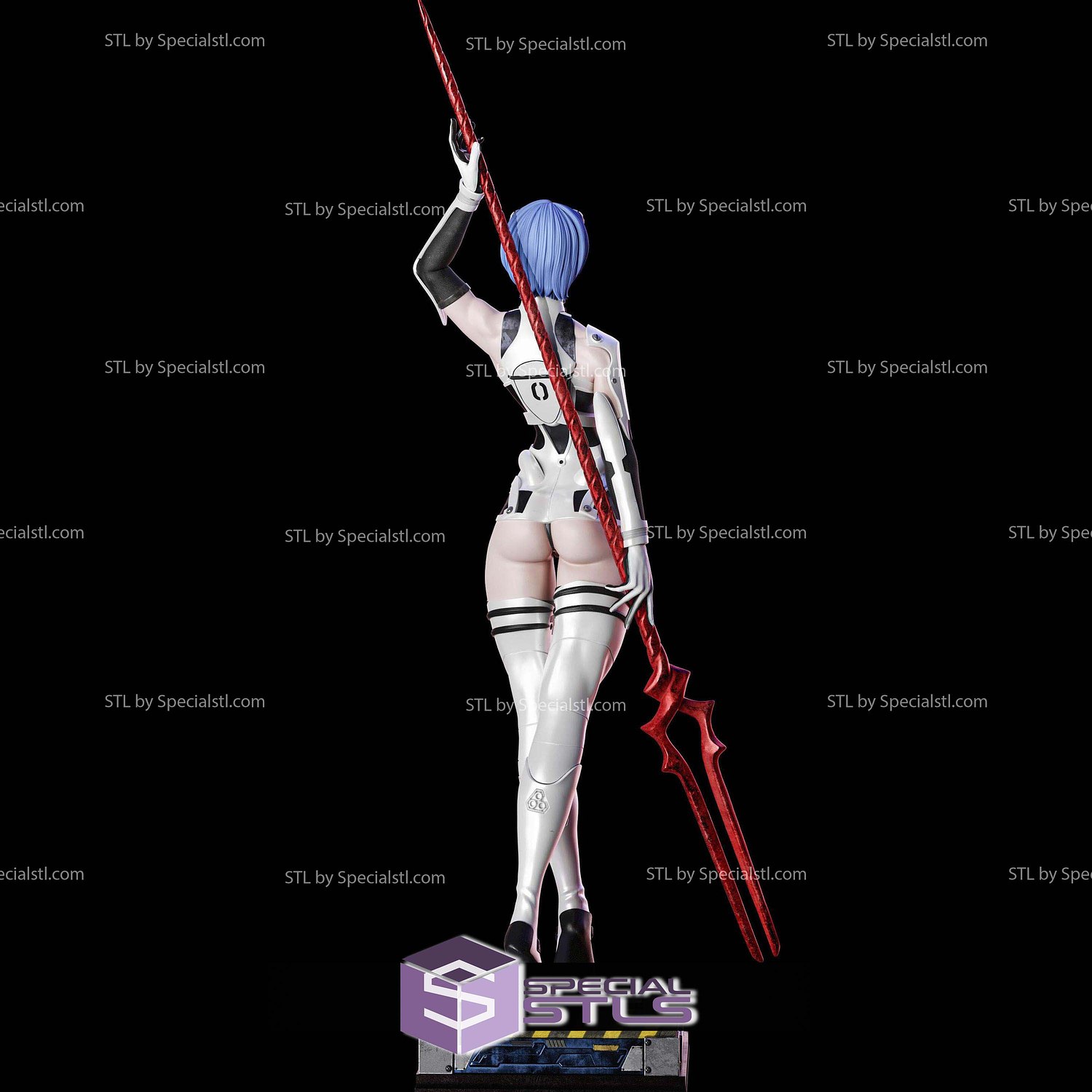 Rei Ayanami On Base STL Files 3D Model — view 2