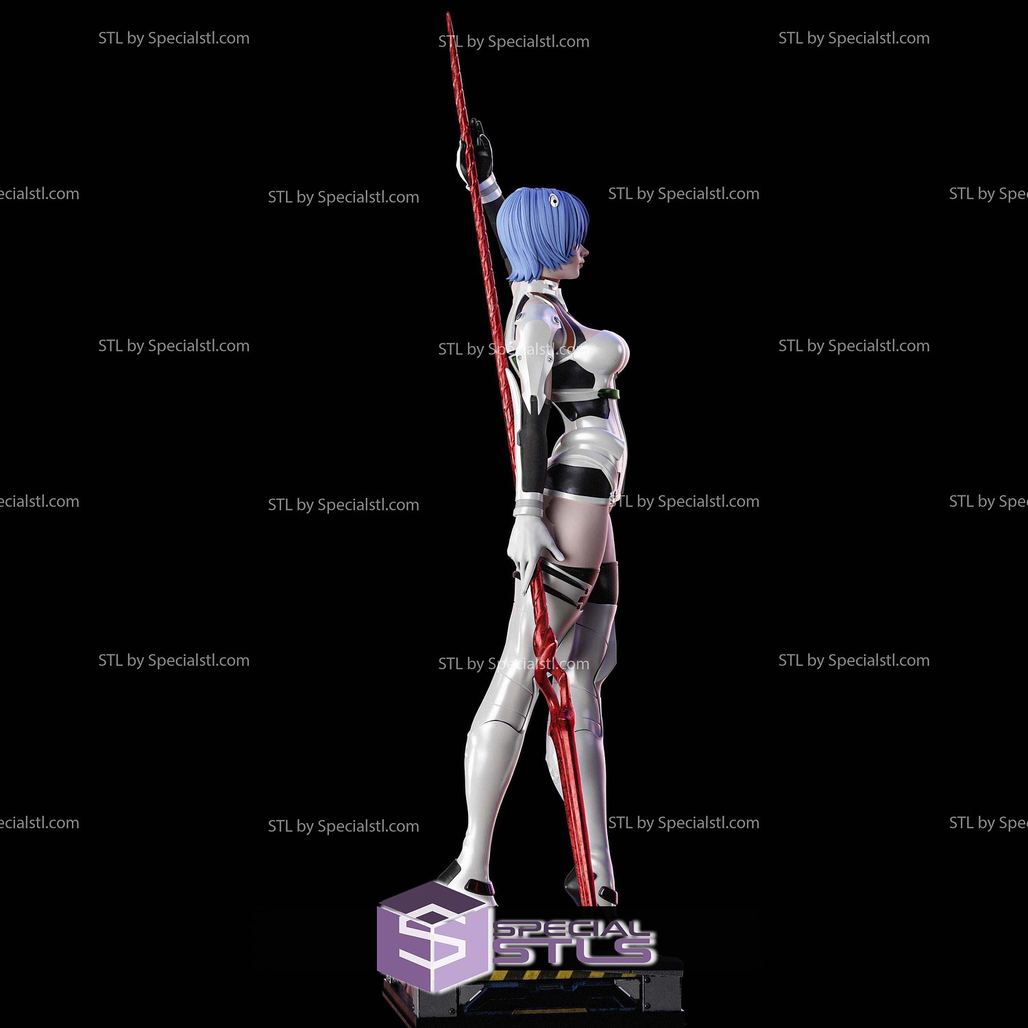 Rei Ayanami On Base STL Files 3D Model — view 6