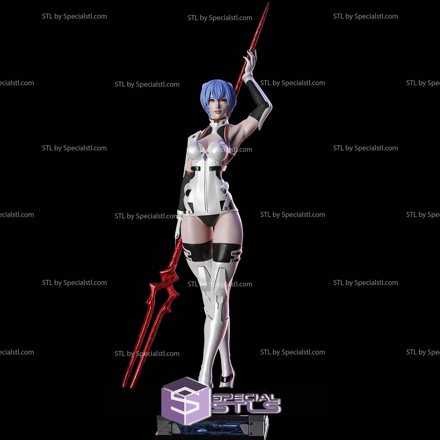 Rei Ayanami On Base STL Files 3D Model — view 7