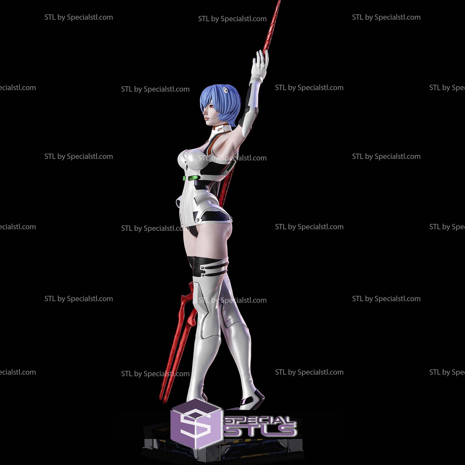 Rei Ayanami On Base STL Files 3D Model — view 8