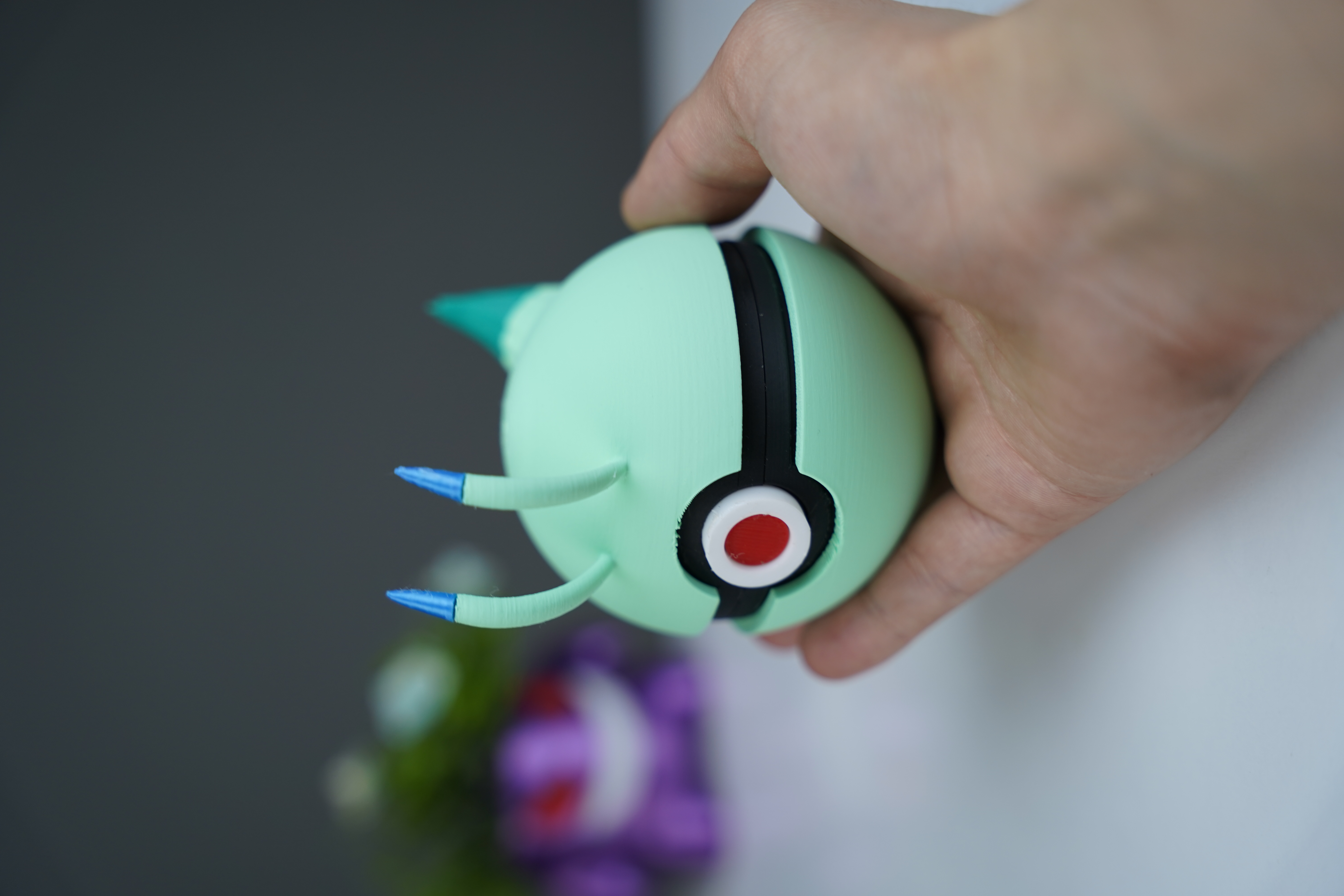 Hinged Celebi Pokeball - Multipart 3D STL Model — view 3