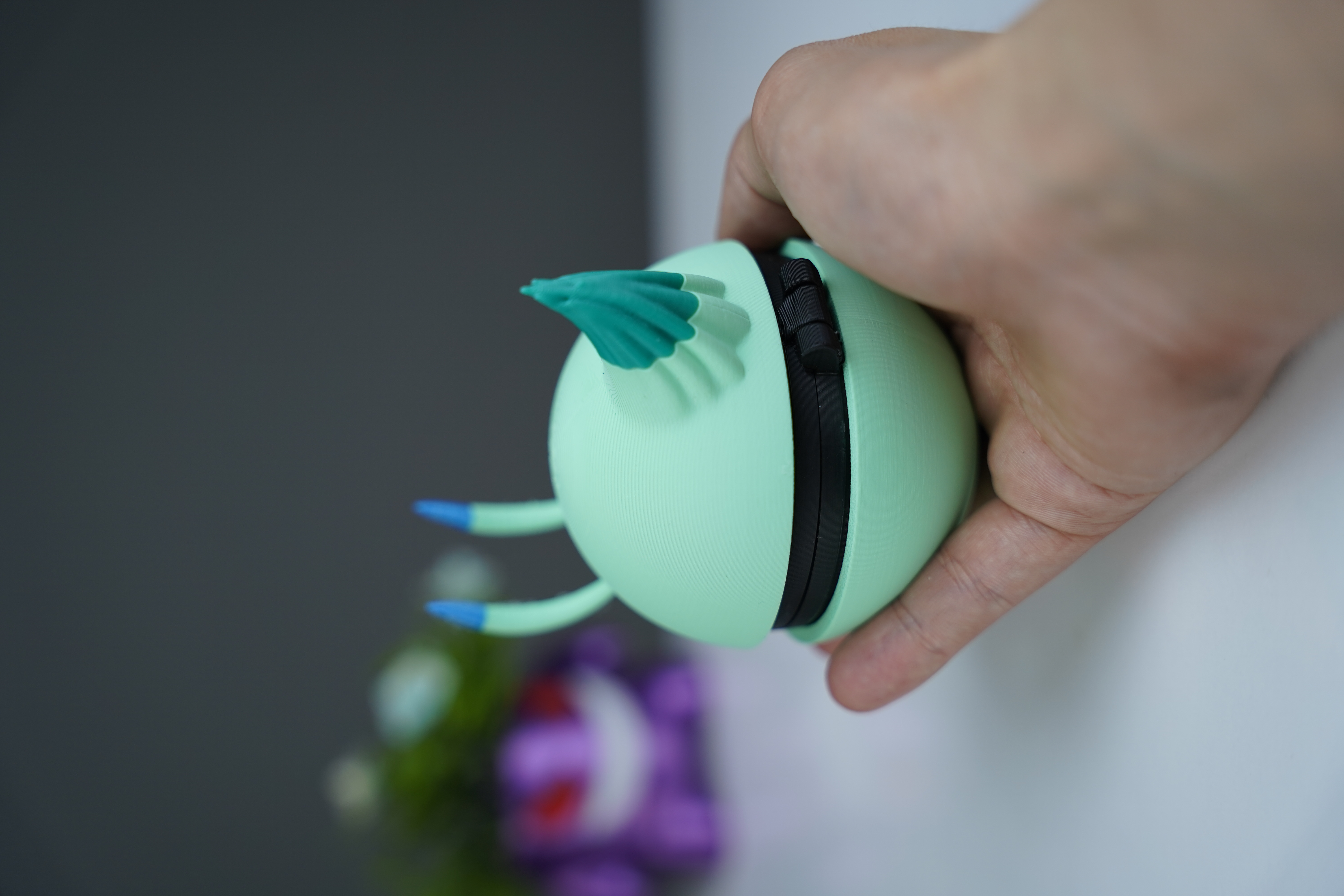 Hinged Celebi Pokeball - Multipart 3D STL Model — view 4