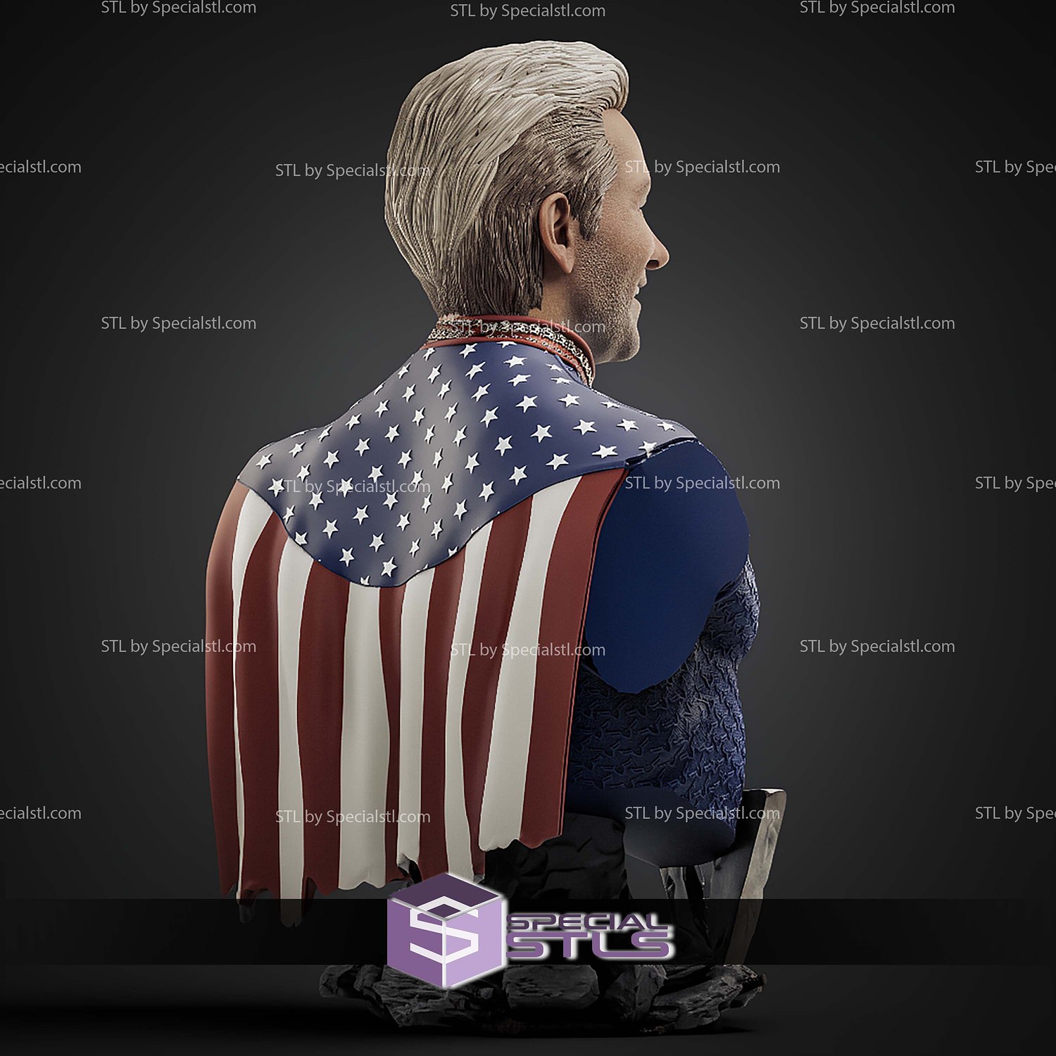 Homelander Bust 134mm Various Version STL Files 3D Model — view 2
