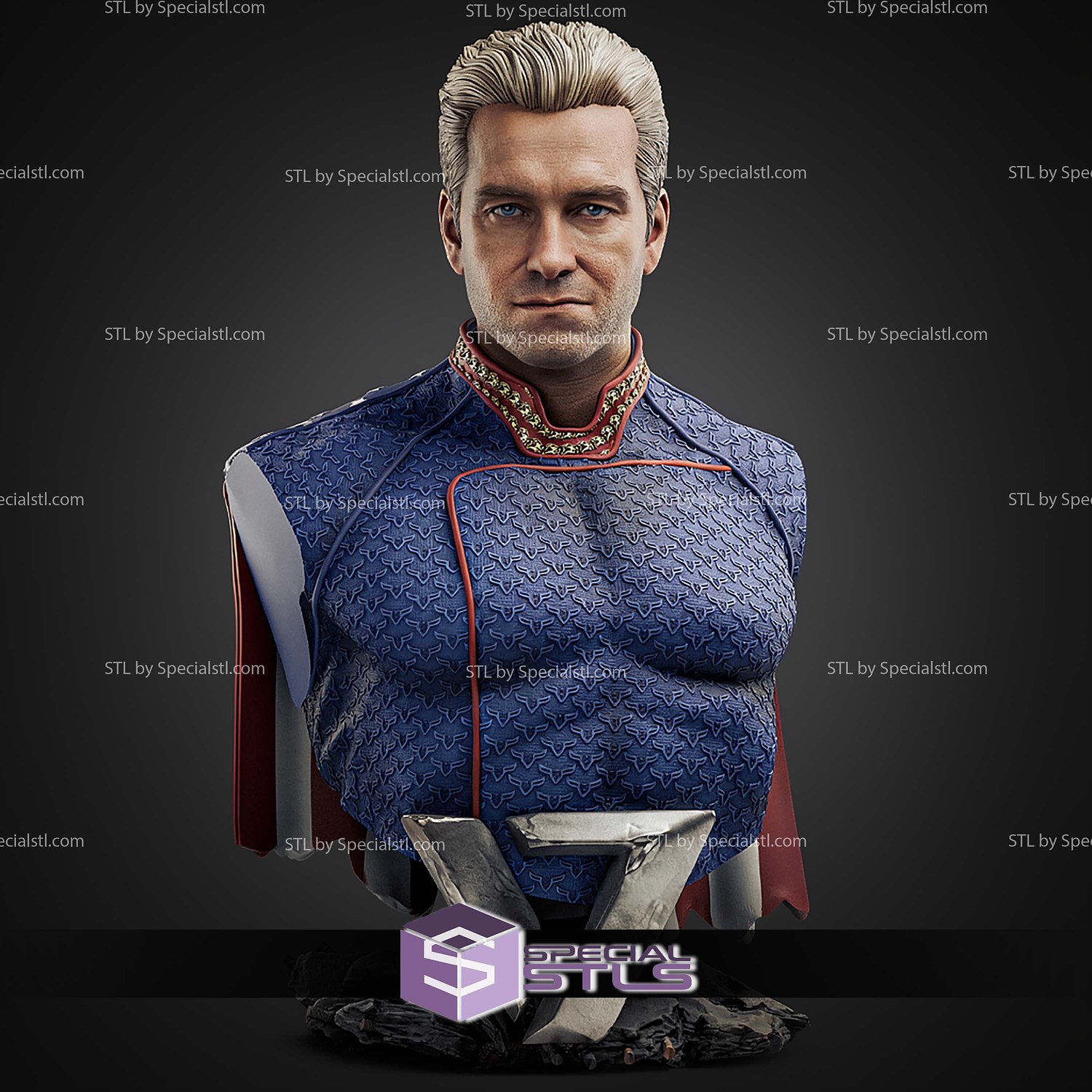 Homelander Bust 134mm Various Version STL Files 3D Model — view 3