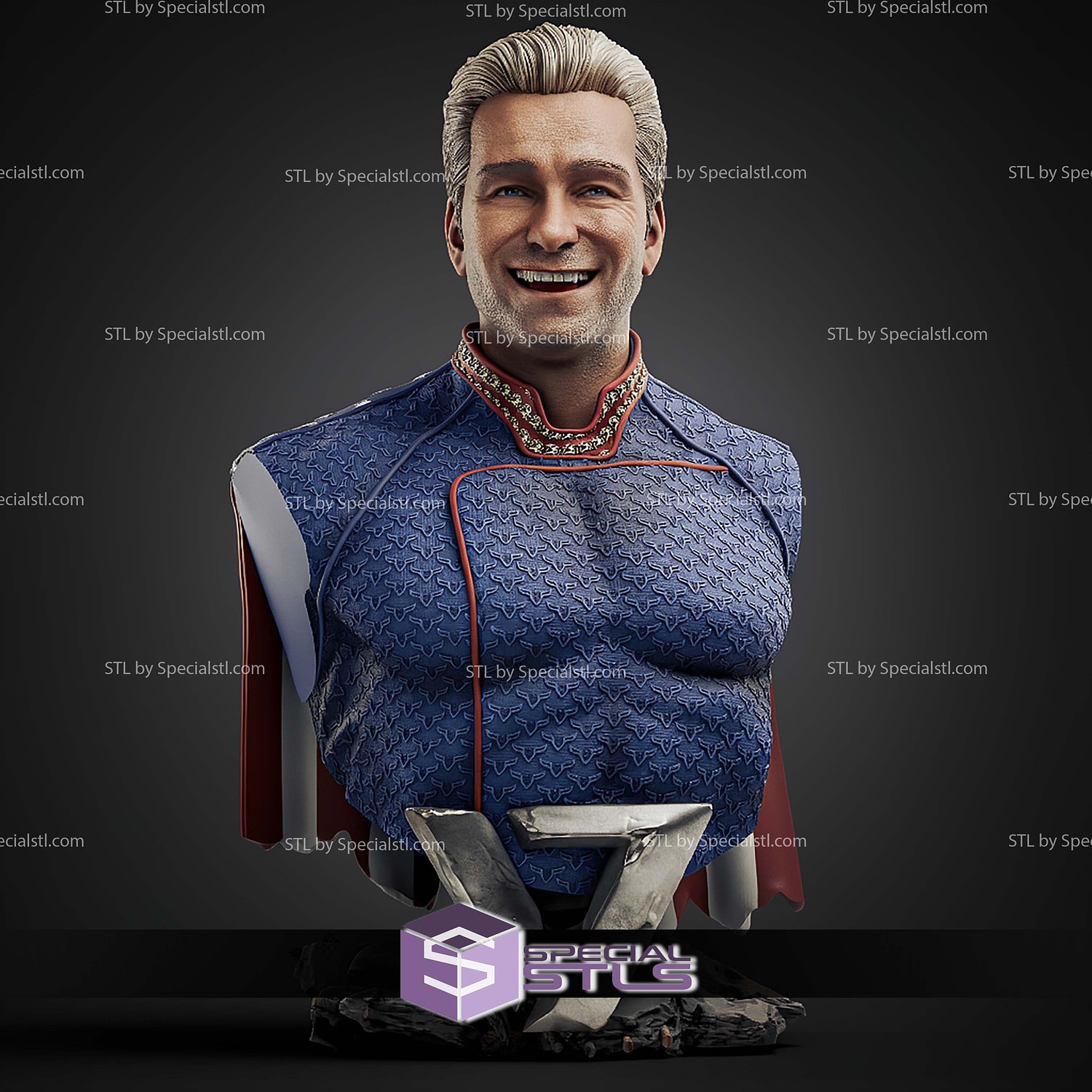 Homelander Bust 134mm Various Version STL Files 3D Model — view 4