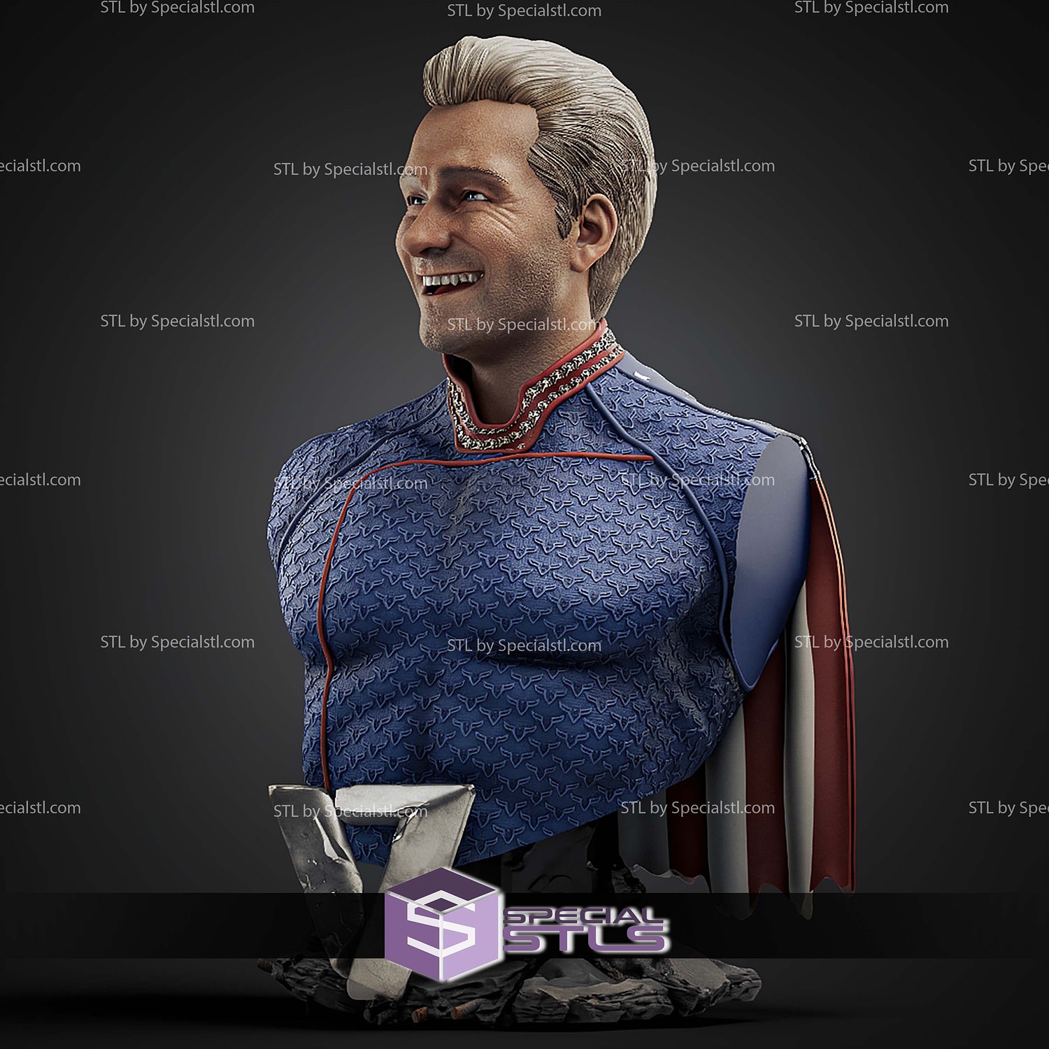 Homelander Bust 134mm Various Version STL Files 3D Model — view 5
