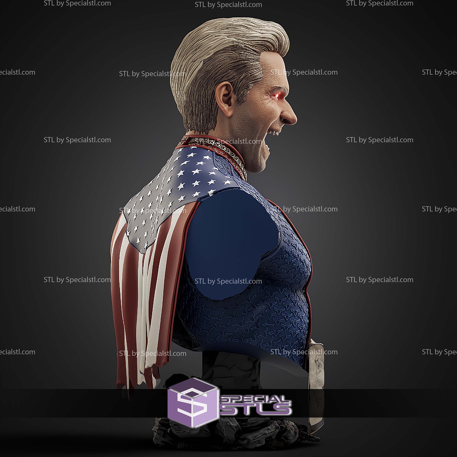 Homelander Bust 134mm Various Version STL Files 3D Model — view 6