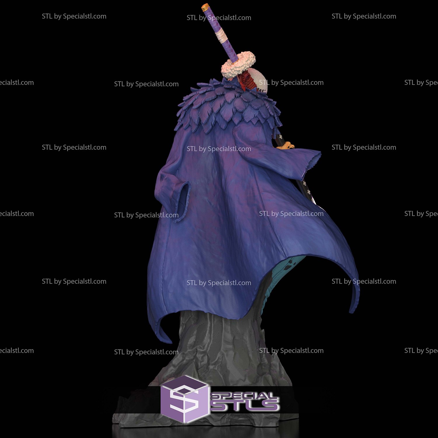 Trafalgar Law on Rock STL Printer Files 3D Model — view 3