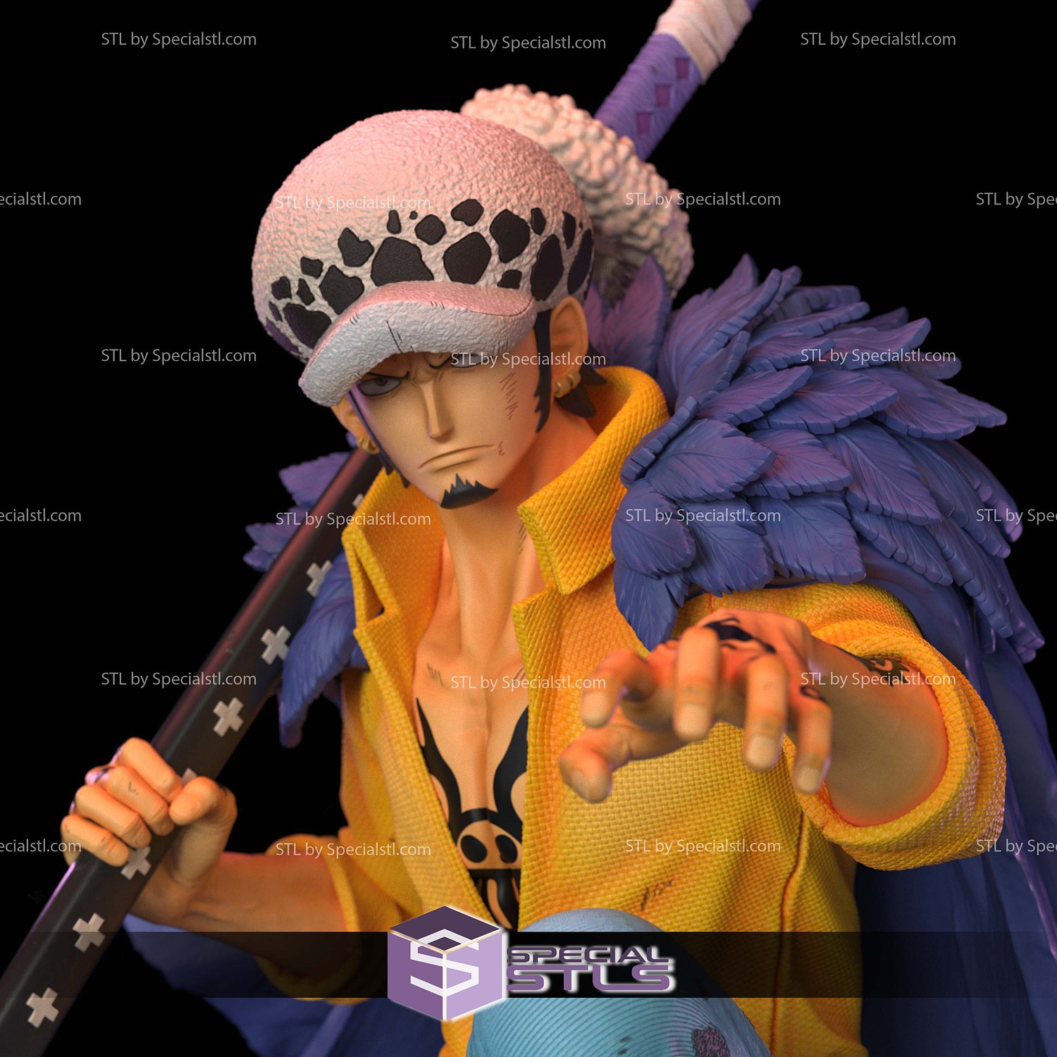 Trafalgar Law on Rock STL Printer Files 3D Model — view 5