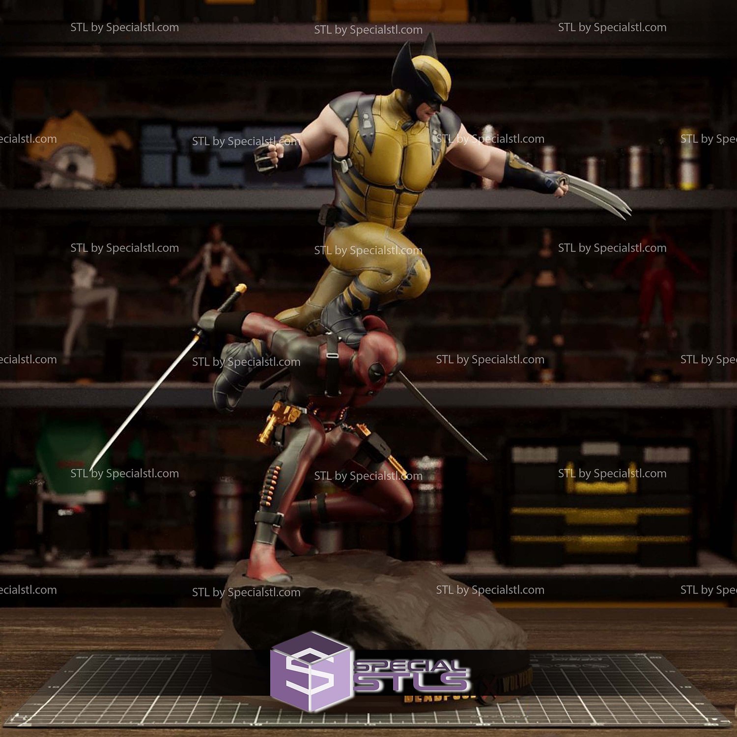 Deadpool and Wolverine New Diorama STL Files 3D Model — view 3