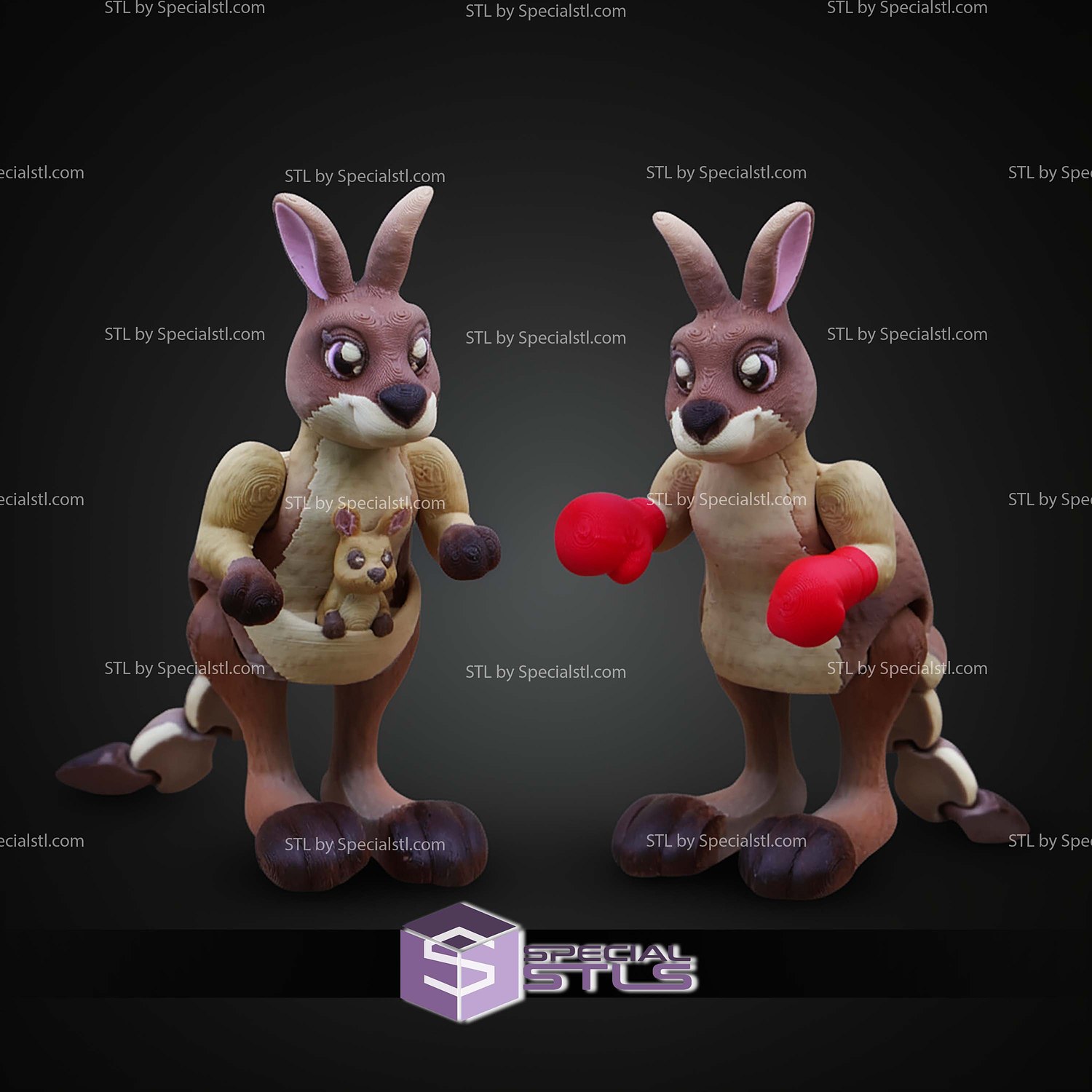 Super Basic STL Flexi Cute Kangaroo 3D Model — view 2