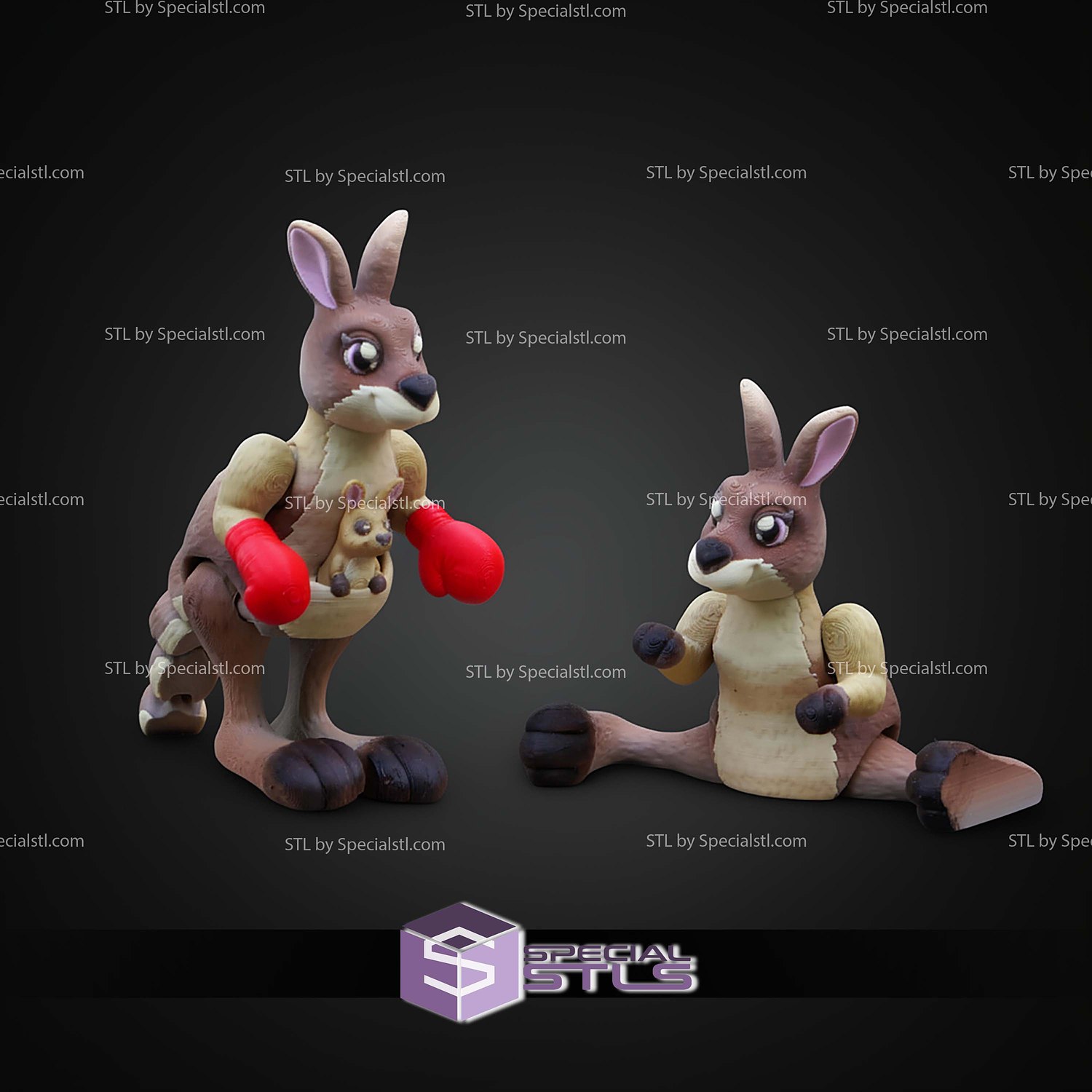 Super Basic STL Flexi Cute Kangaroo 3D Model — view 4