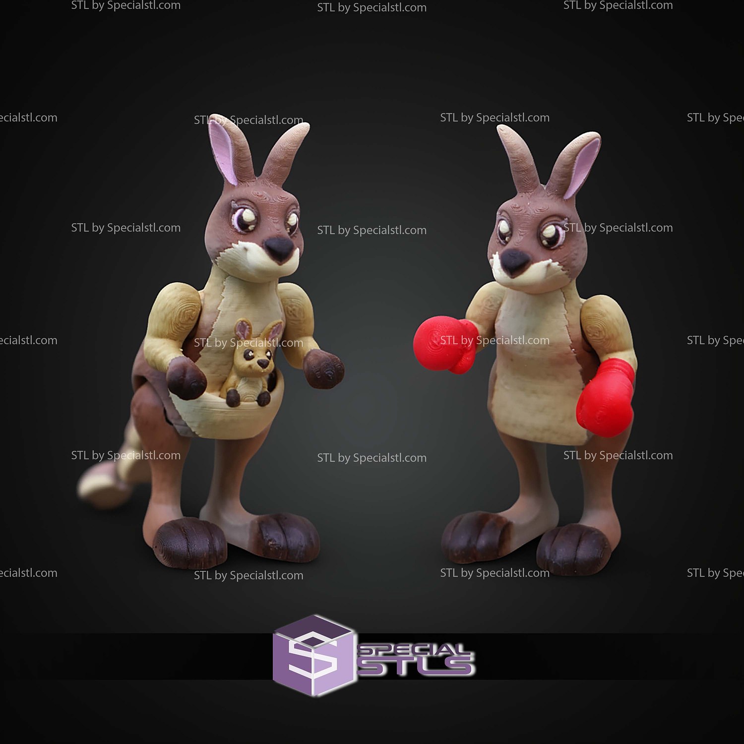 Super Basic STL Flexi Cute Kangaroo 3D Model — view 6