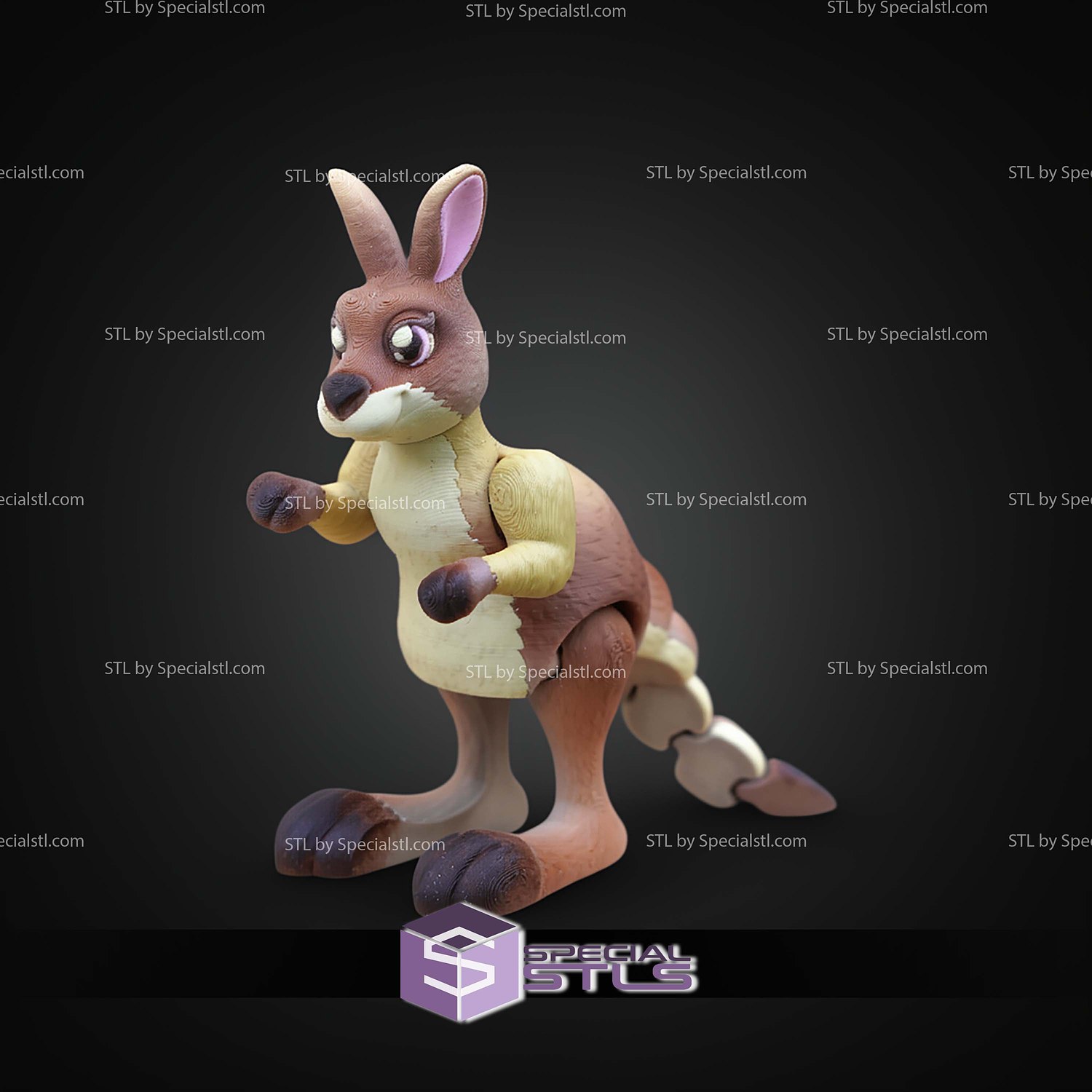 Super Basic STL Flexi Cute Kangaroo 3D Model — view 7