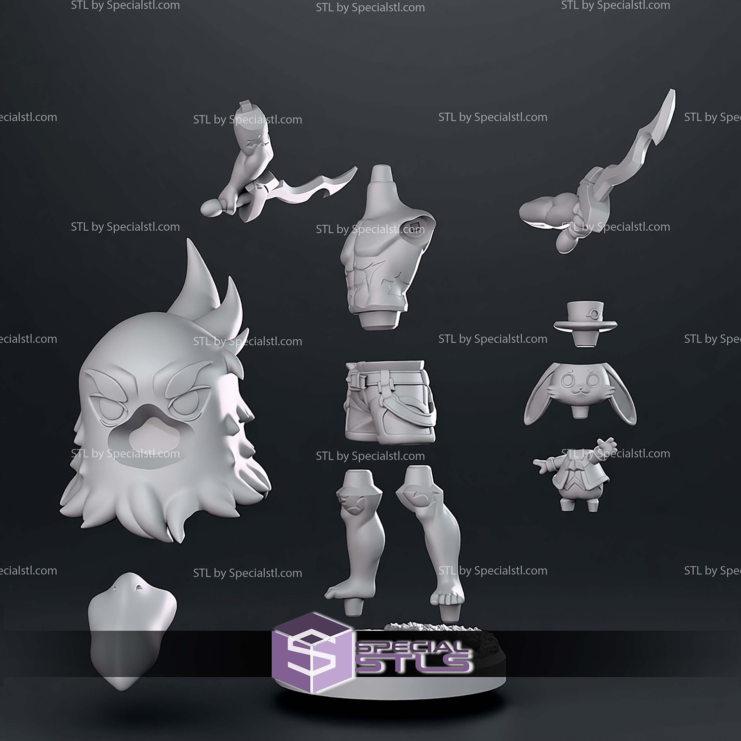 Sunraku Chibi STL Files 3D Model — view 6