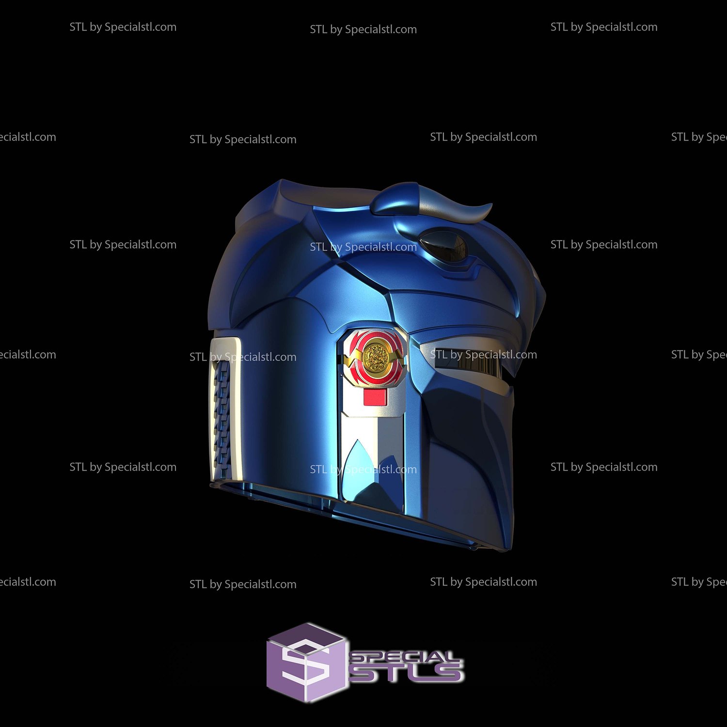Cosplay STL Files Mandalorian Blue Ranger 3D Model — view 3