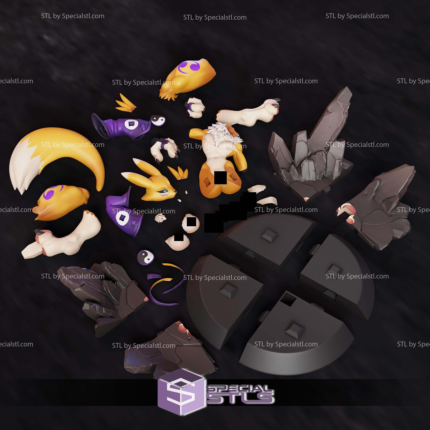 Renamon Fighting 330mm STL Files 3D Model — view 2