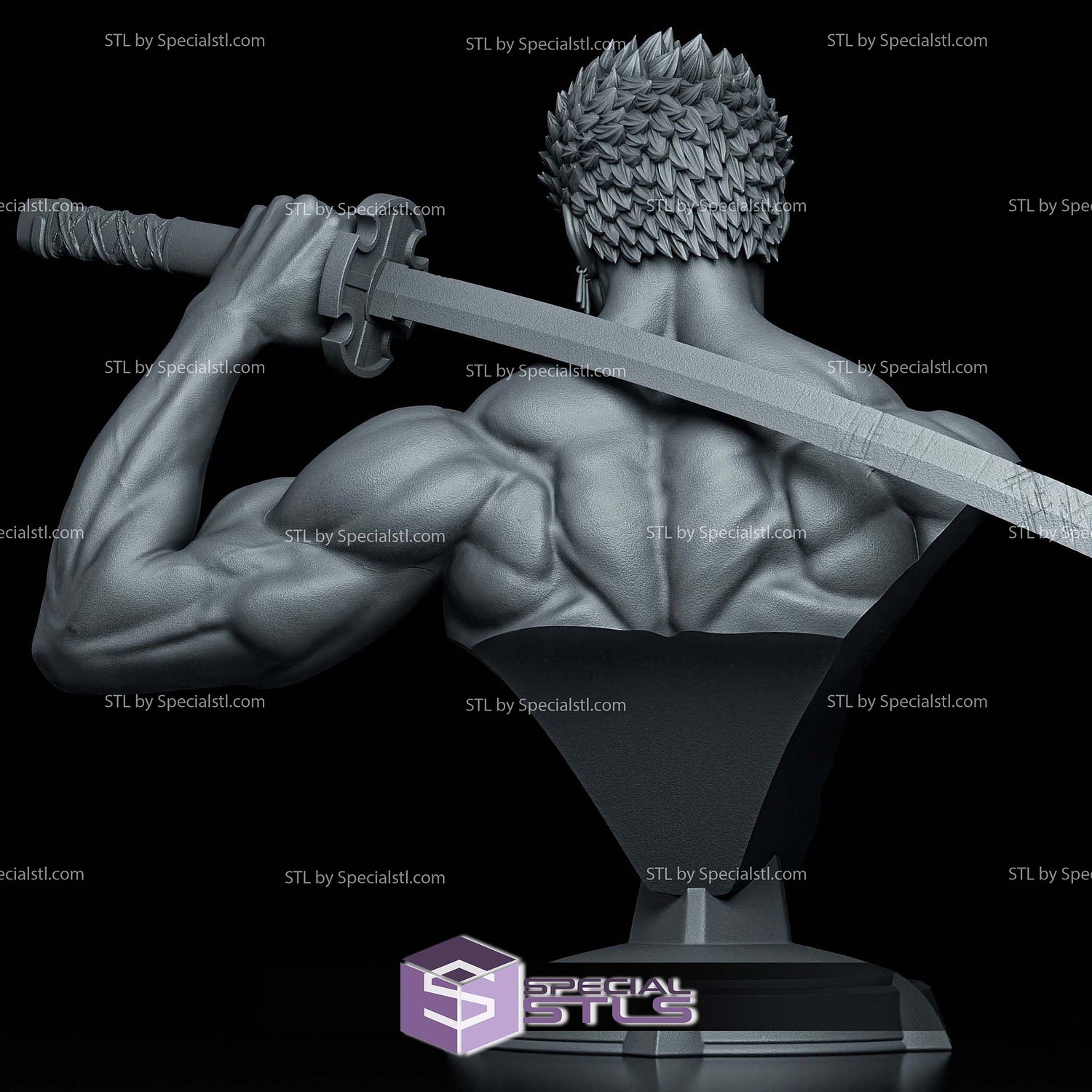 Zoro Purple Flame Bust 125mm 3D Printer Files STL Model — view 3