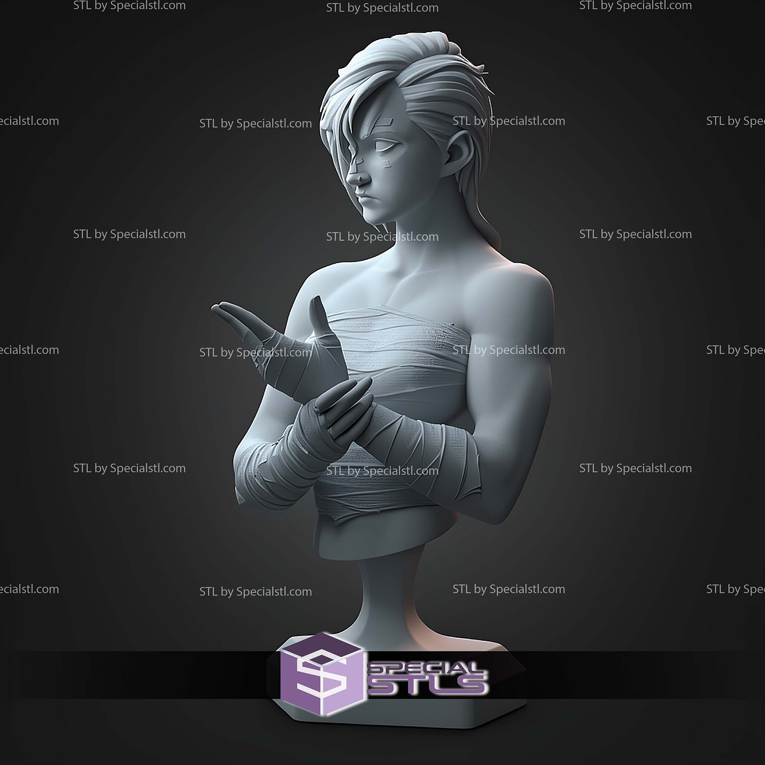 Bust of Vi Arena Fighter 89mm STL Files 3D Model — view 2