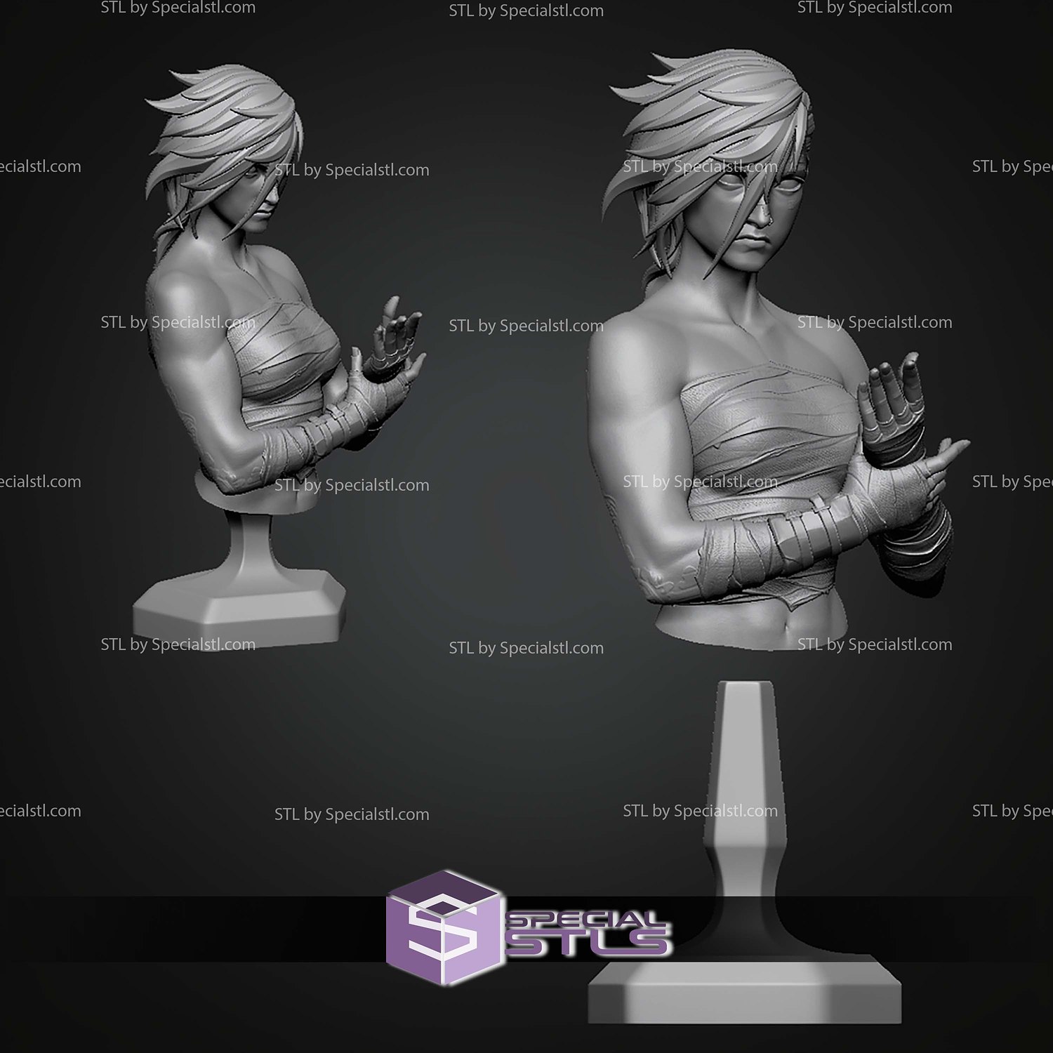Bust of Vi Arena Fighter 89mm STL Files 3D Model — view 4