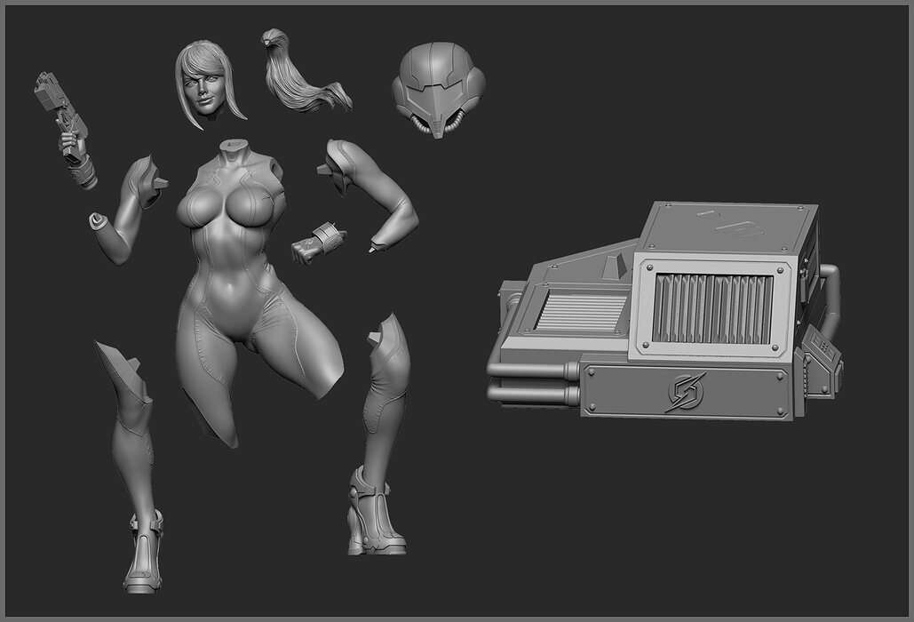 Samus Zero suit 3D Model STL Model — view 3