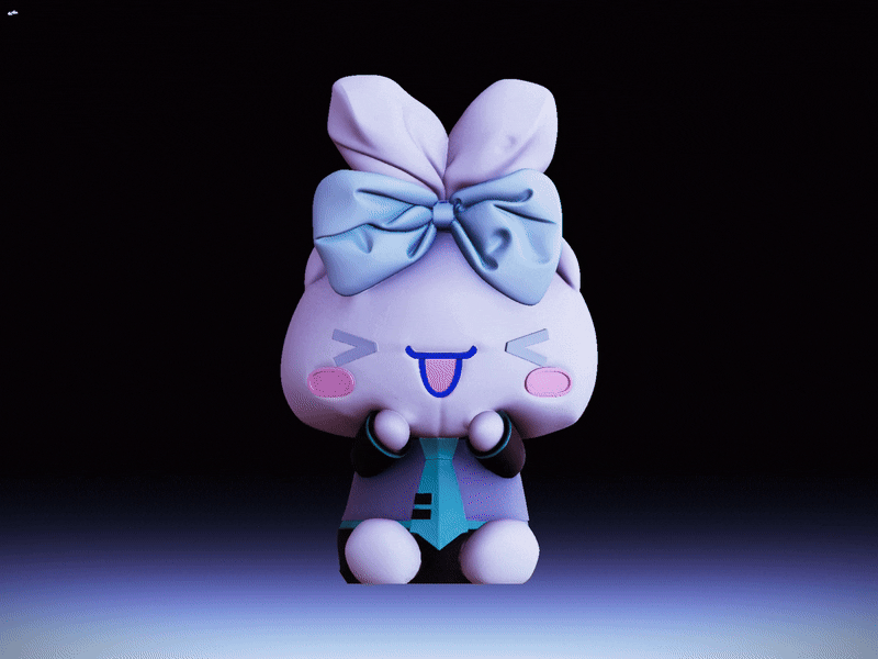 Cinnamoroll x Hatsune Miku Chibi Cosplay 3D Print Model - Adorable Fan Art Figure STL Model