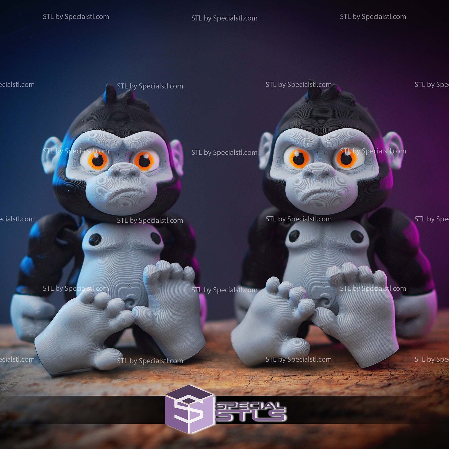 Super Basic STL Flexy Baby Gorilla 3D Model — view 2