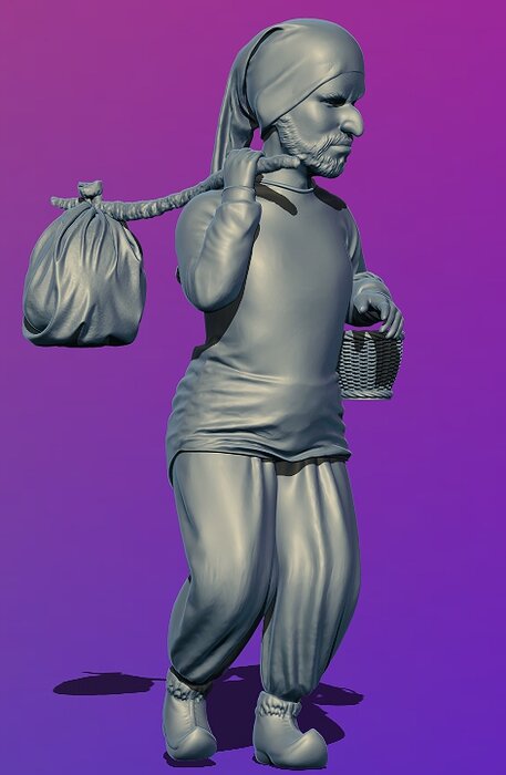 3D PEASANT DWARF MODELLING OBJ Model — view 5